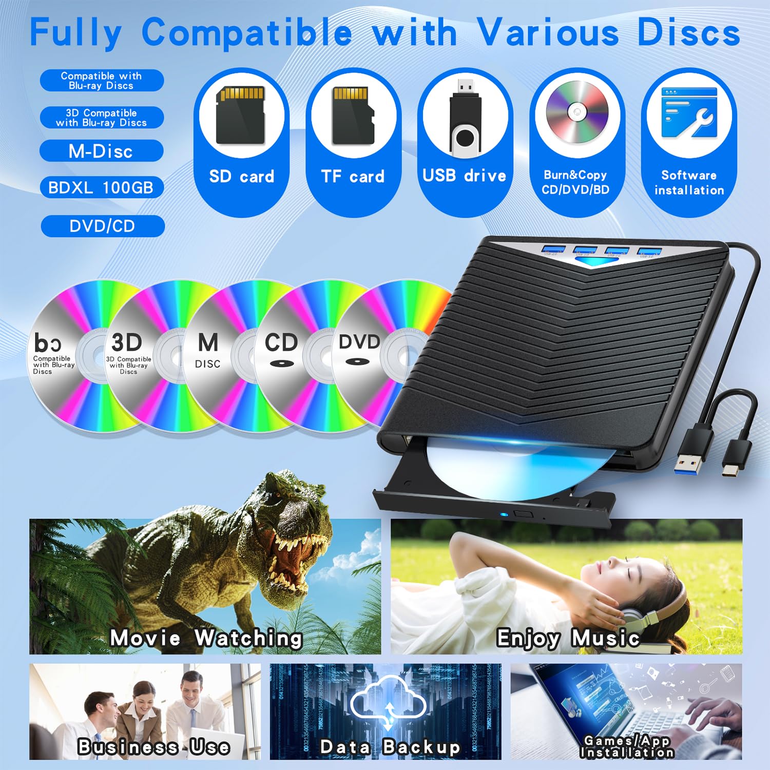 Amazon.com: Dainty External Blu-ray Drive Support for Blu-ray DVD