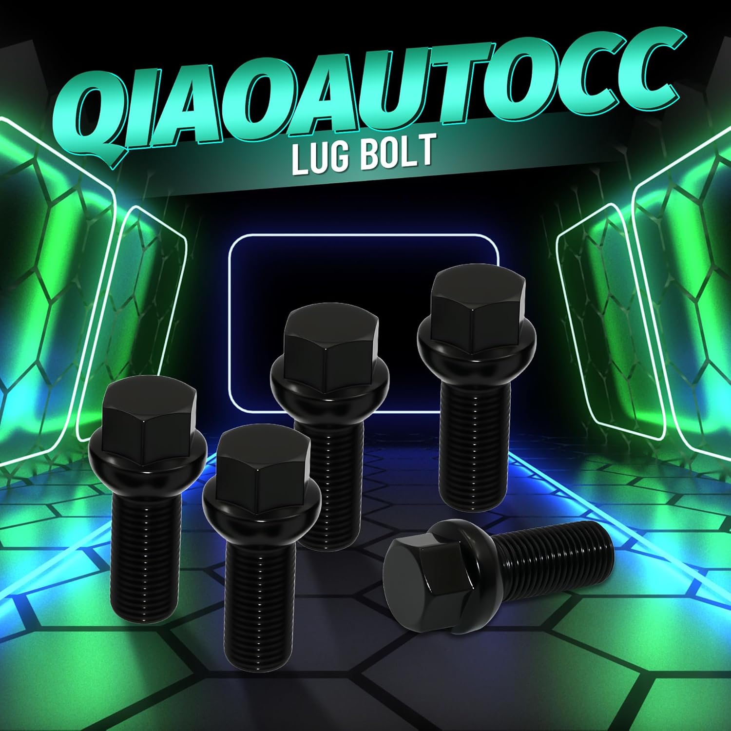 M14x1.5 OEM Lug Bolts– 17mm Hex, 28mm Thread Length, Ball Seat Factory Wheel Lug Bolts, Compatible with TT Allroad Quattro A3 A4 A6 A8 S4 S6 S8, 20PCS, Black