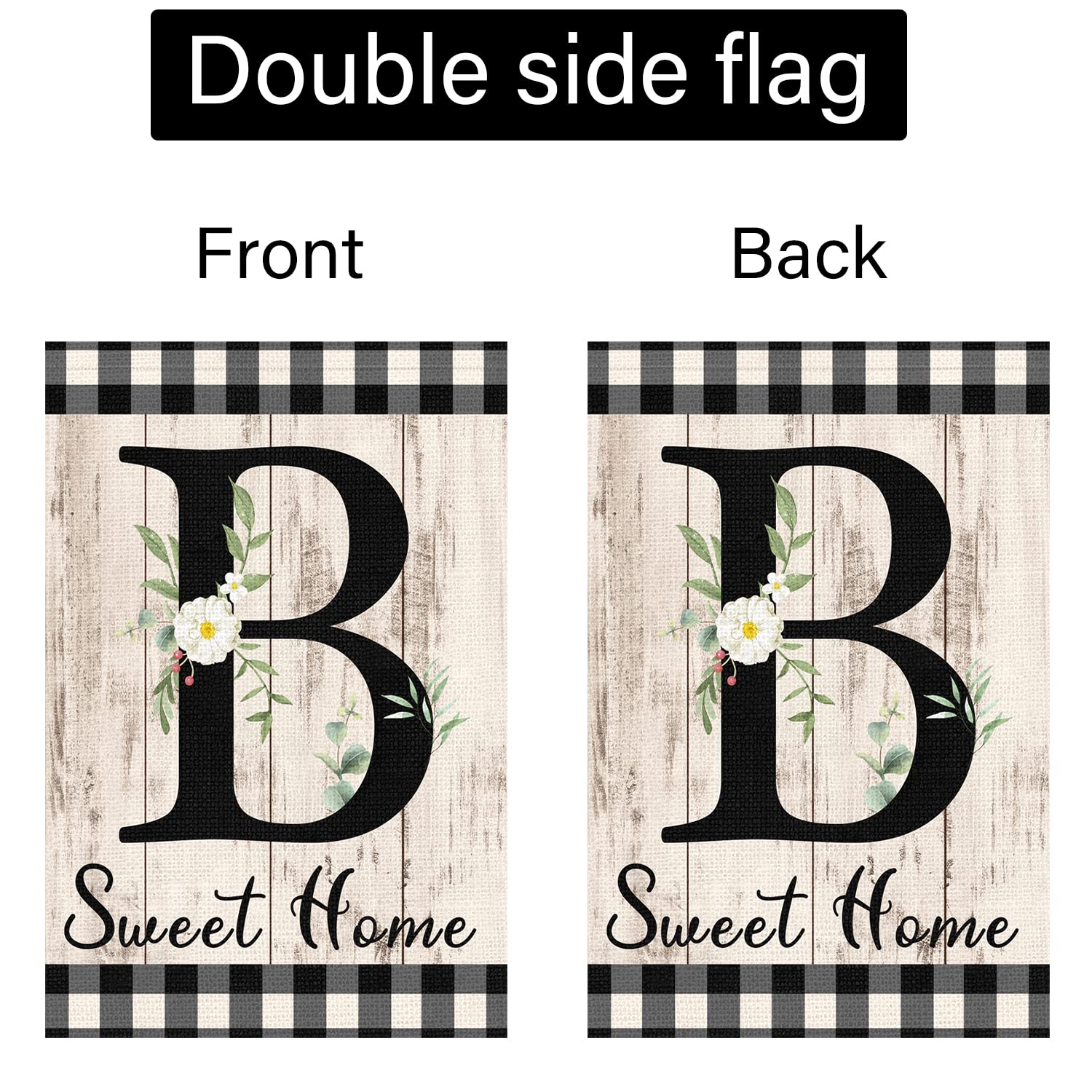 Monogramm-Flagge Für Garten & Briefkasten – 30,5 X 45,7 Cm, Doppelseitig Aus Leinen – Personalisierbar Mit Initiale