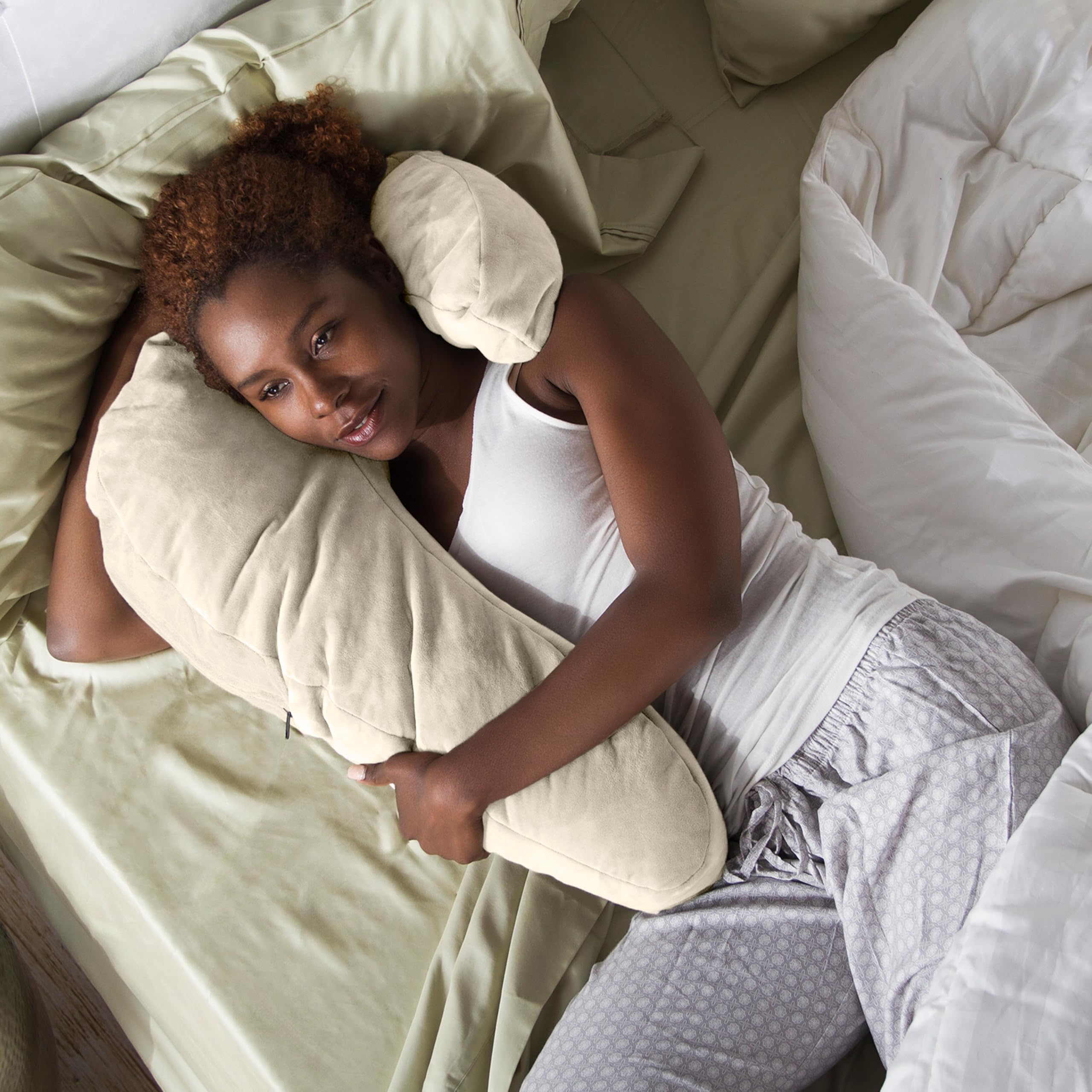 Uno - Almohada ajustable de espuma viscoelástica para dormir de lado, nube/camello 3