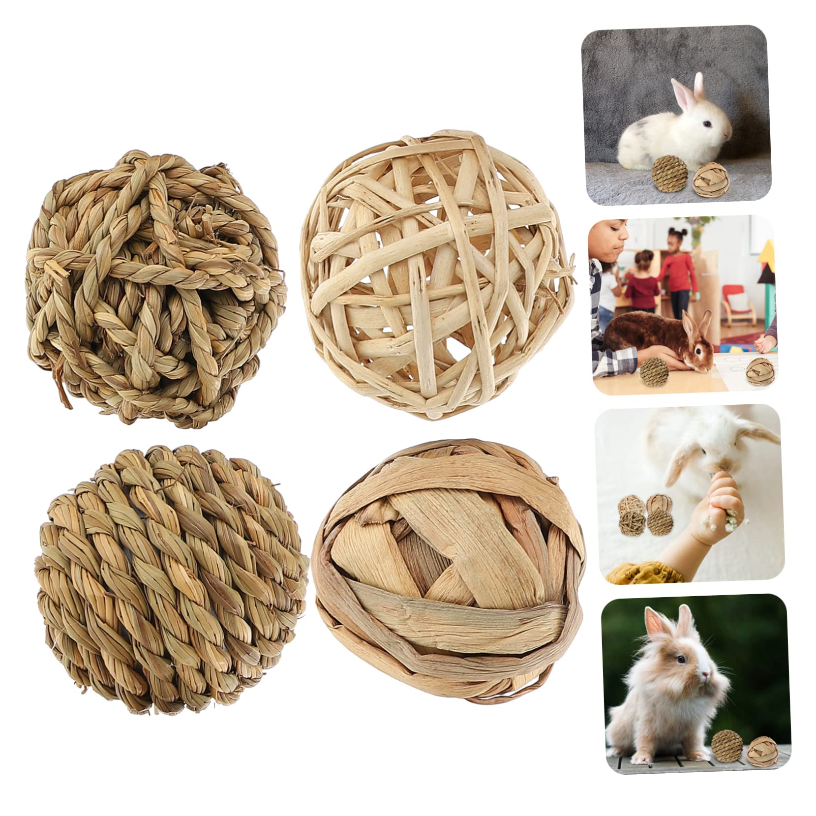 12pezzi Palline Intrecciate Per Animali Domestici Giocattoli Masticabili Naturali Per Conigli Pappagalli e Roditori Rattan Riduce La Solitudine e Favorisce Gioco