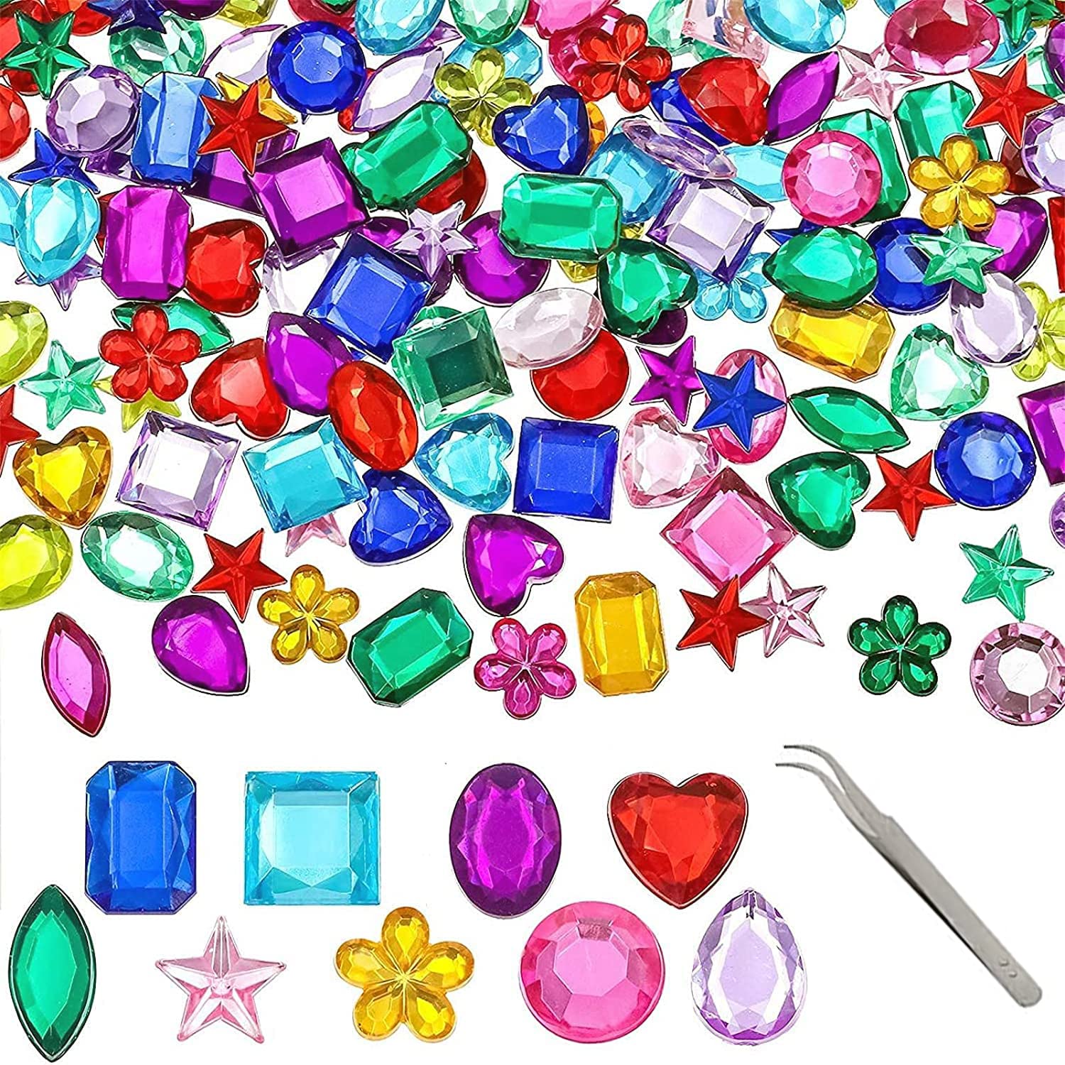 DIY Crafts 30 Pcs, Mix Sizes, Gems Jewels Acrylic Flatback Rhinestones Gemstone for Arts and Crafts Jewels, Shapes, 10-15mm wit (30 Pcs, Mix Sizes)