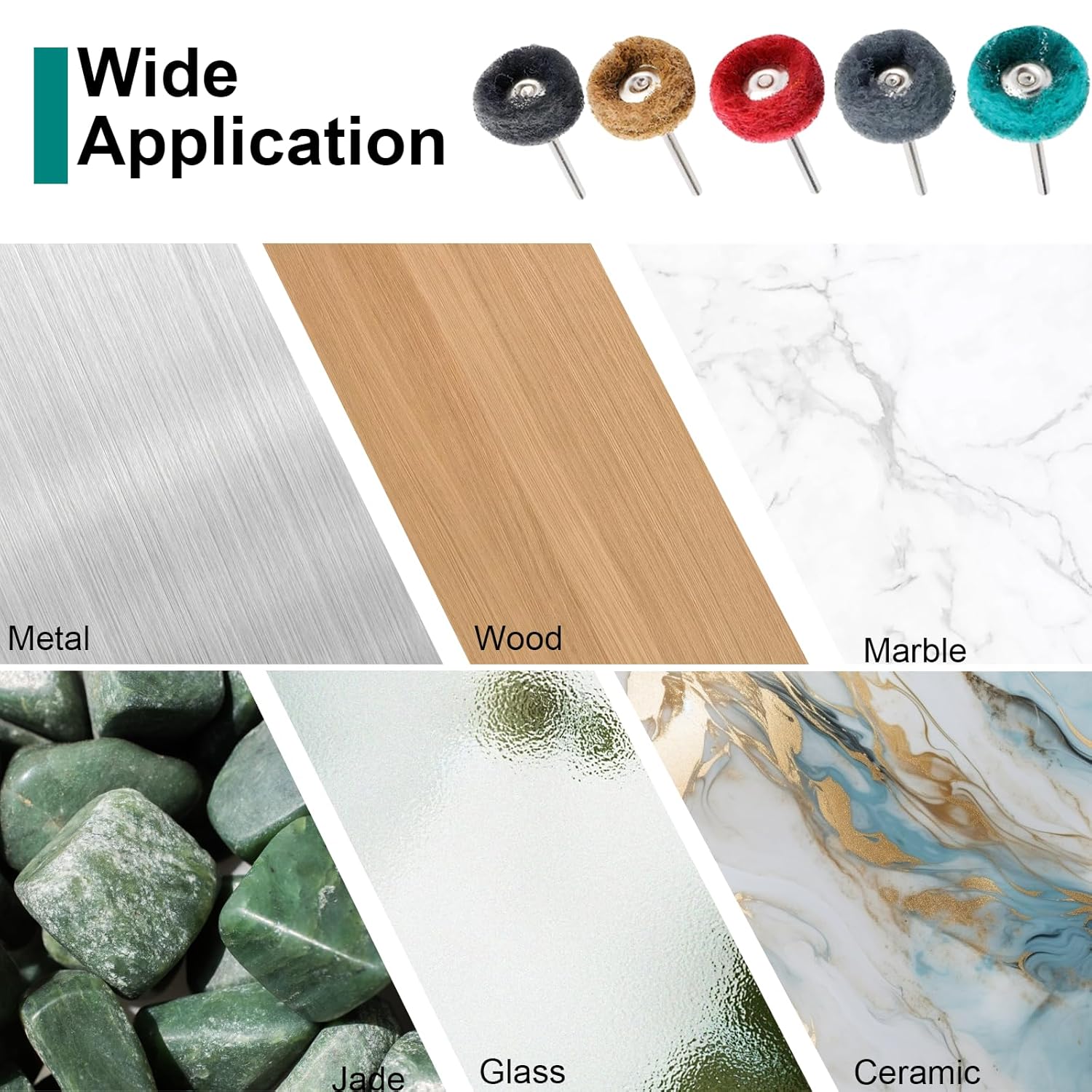 Toolly 100 Pack Abrasive Wheels 1" (25mm) Abrasive Buffing Polishing Wheels Burr for Proxxon Dremel Power Rotary Tools Buffing Wheels -1/8" Shank