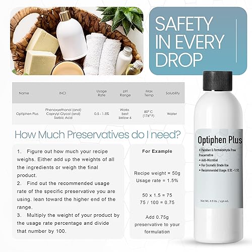 Miniatura 9 de Optiphen Plus Conservante para cosméticos, Optiphen Natural Presevative para lociones que hacen productos de bricolaje, sueros (4 onzas / 4.0 fl oz)