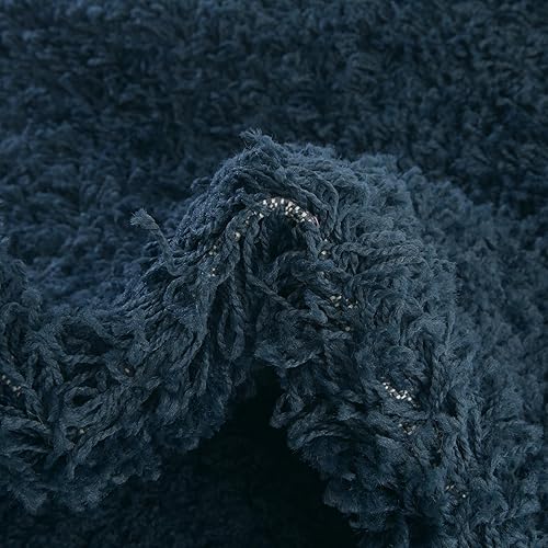 Miniatura 6 de Rugs.com - Alfombra de la colección Über Cozy Solid Shag  Alfombra de pelo largo azul zafiro de 5 x 8 pies, perfecta para dormitorios, comedores,