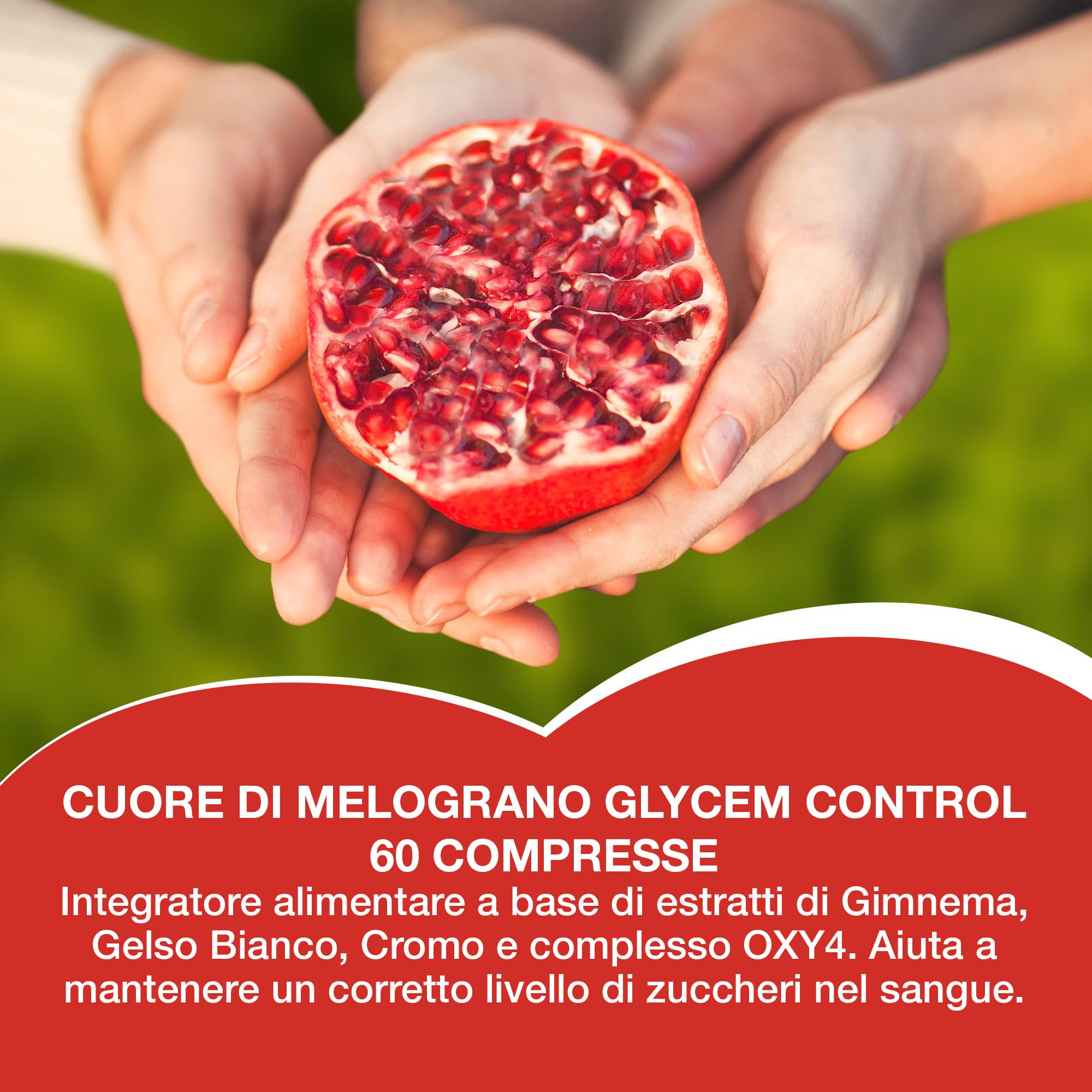 Cuore di Melograno GLYCEM CONTROL, per il mantenimento dei livelli di glucosio nel sangue, con Gelso bianco e Gymnema, 60 compresse
