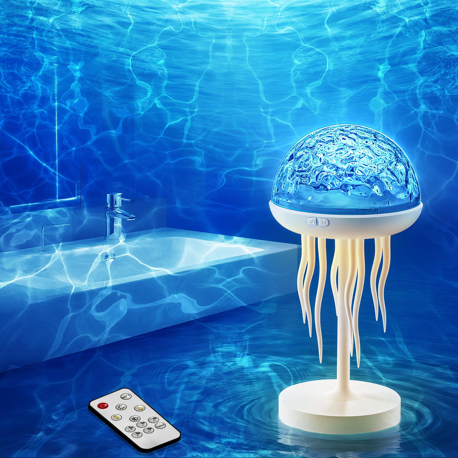 BRIGHTWORLD Shower Lamps, 7 Color Jellyfish Lamp with Dancing Legs