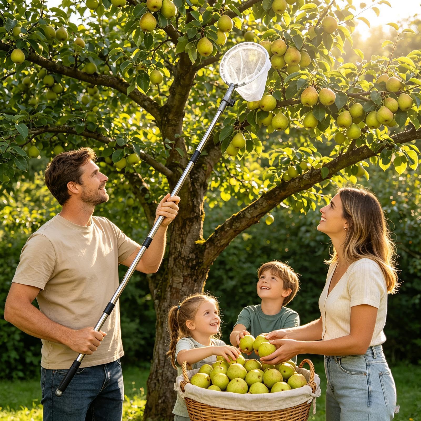 Perche Cueille-Fruits Long Manche Extensible Collecteur En Acier Inoxydable