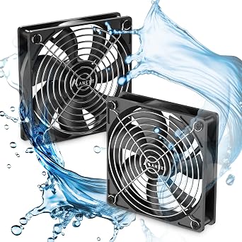 ANEXT ، مراوح DC 120mm 12V ، مروحة مثبتة للرطوبة 2 حزم ، 3000 دورة في الدقيقة عالية السرعة ، 3 أسلاك 3 دبابيس مروحة مقاومة للماء ، لمبرد RV