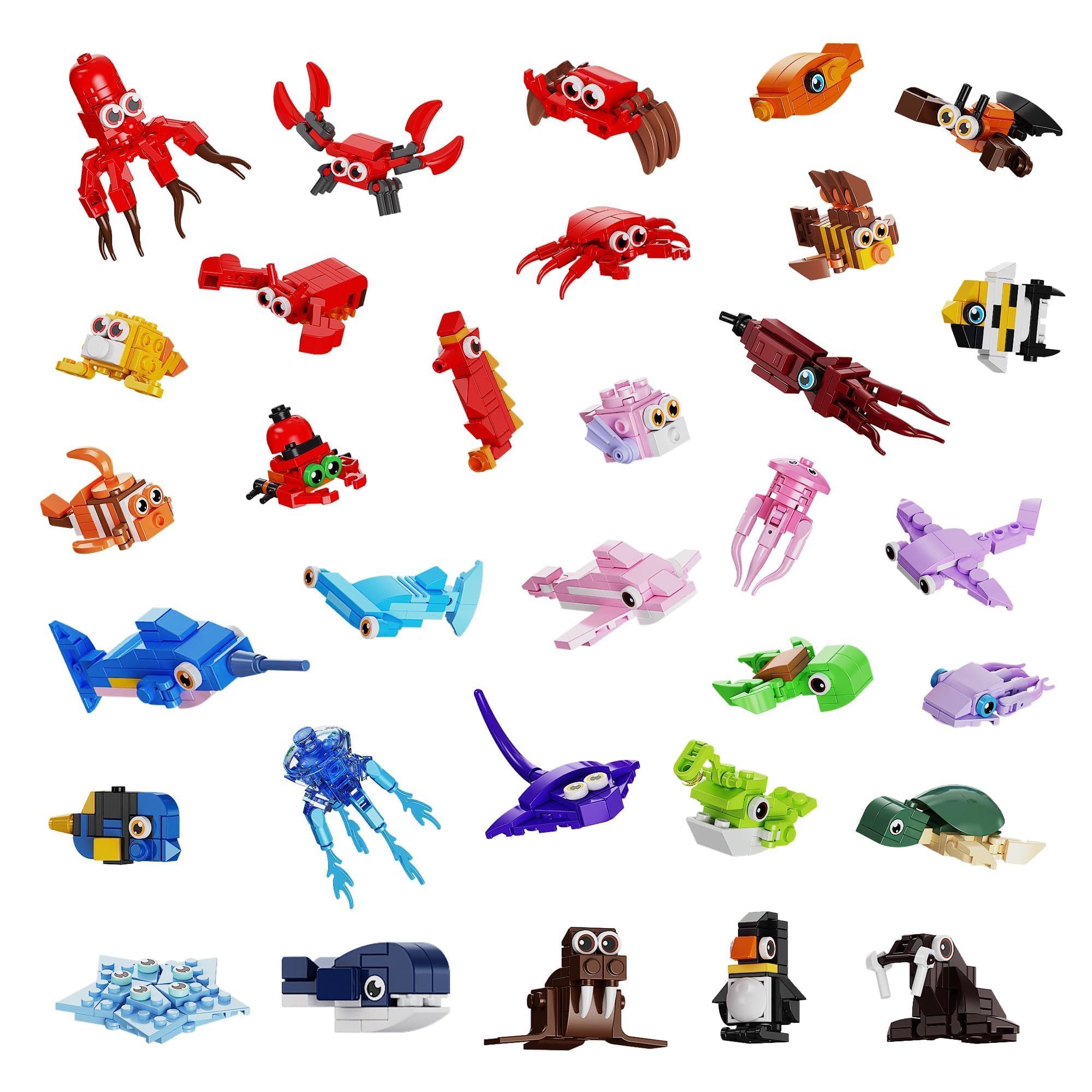 TYCOLE 32 Lotes Bloques Construcción Animales Marinos Mini
