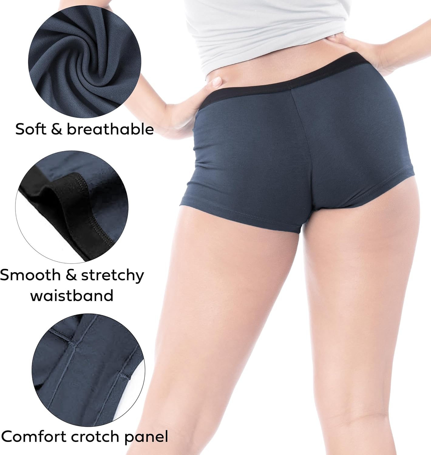 Sexy Basics Women's Boy Short Boxer Briefs | Ultra Soft | Boyleg Trunks | Multi Pack Colors - Image 3