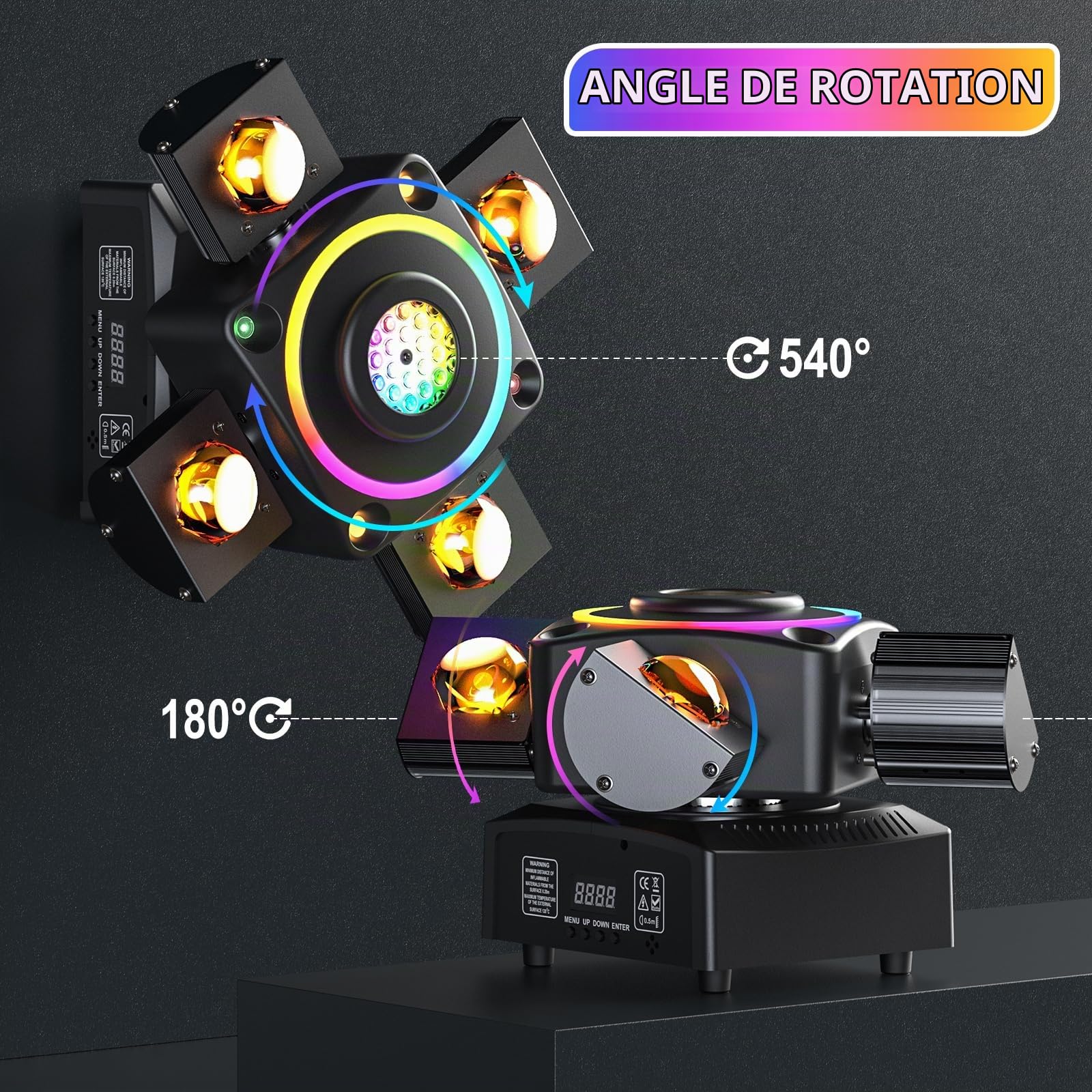 120W Lyre LED Projecteur à 4 bras Faisceau Lumineux Lavage Zoom Effet avec éclairage DJ Mixte Contrôlé par DMX pour Fête de Mariage, Discothèque, KTV, Club de Mariage