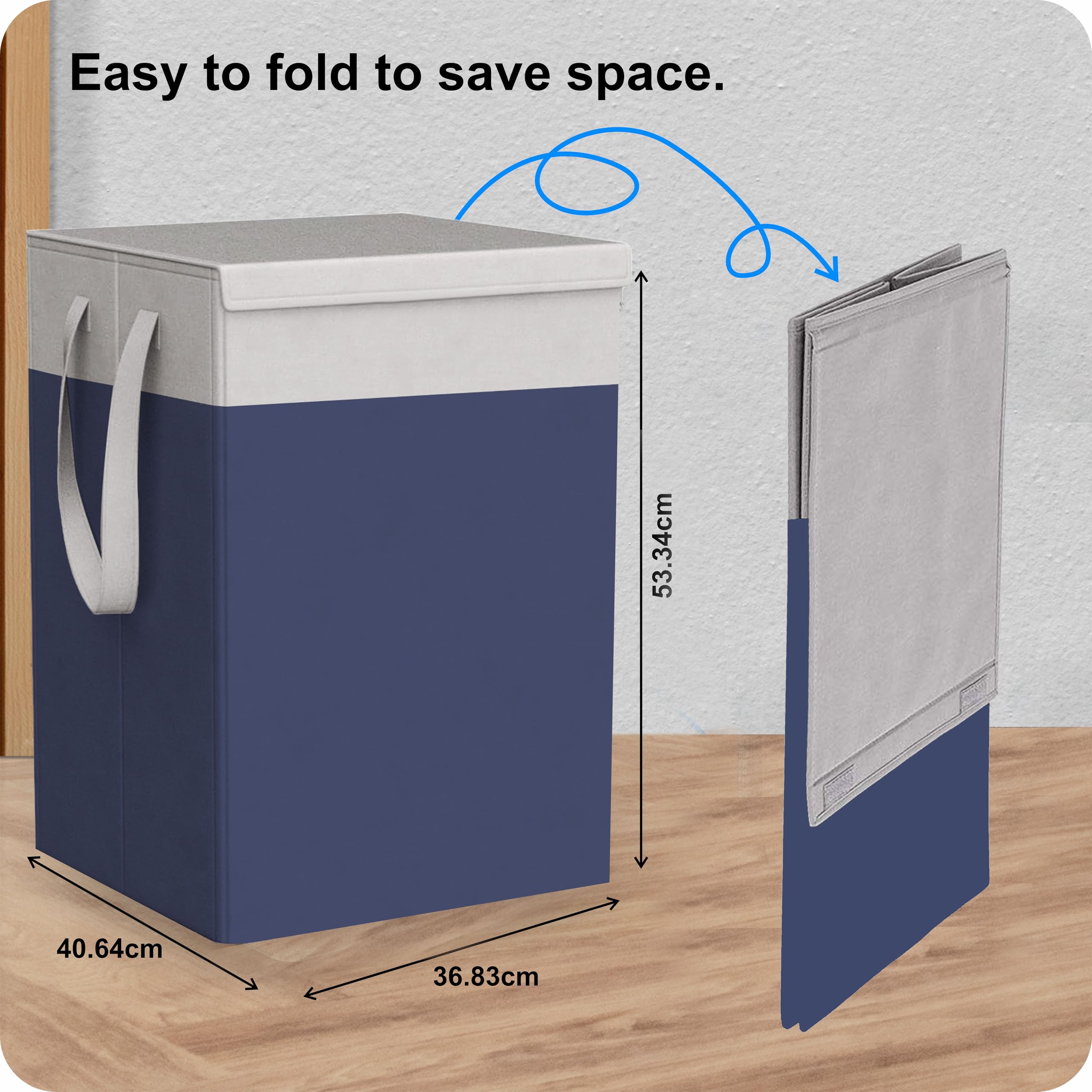 HOMFIL 75L Laundry Basket for Clothes Laundry Bag Cloth Basket Non Woven Laundry Bin Laundry Bags for Clothes Freestanding Clothes Storage Organizer for Bedroom Basket for Clothes Cloth Bin (Blue) 1