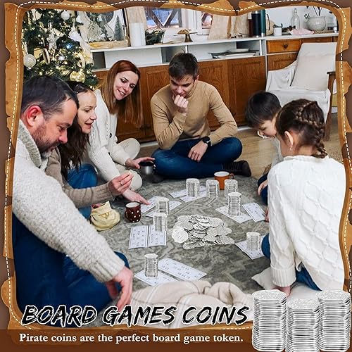 Miniatura 3 de Hanaive 100 monedas piratas de plástico para niños, réplicas de monedas falsas, doblones españoles para fiesta pirata, cofre del tesoro, juegos de