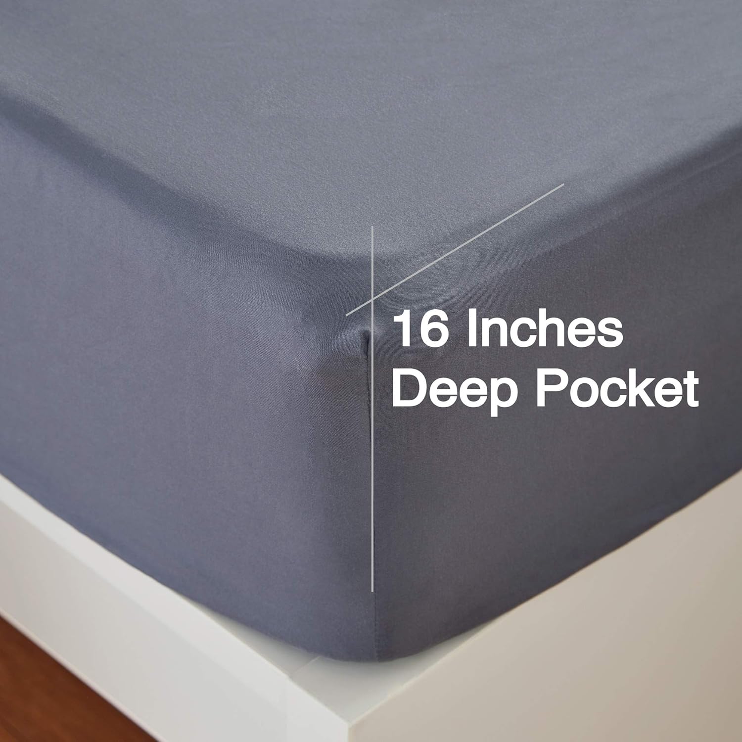 SLEEP ZONE Queen Sheet Set - Hotel Luxury 1800 Bedding Sheets & Pillowcases - Extra Soft Cooling Bed Sheets Deep Pocket 16 inches - Wrinkle, Fade, Stain Resistant 4 PC (Gray, Queen) : Home & Kitchen