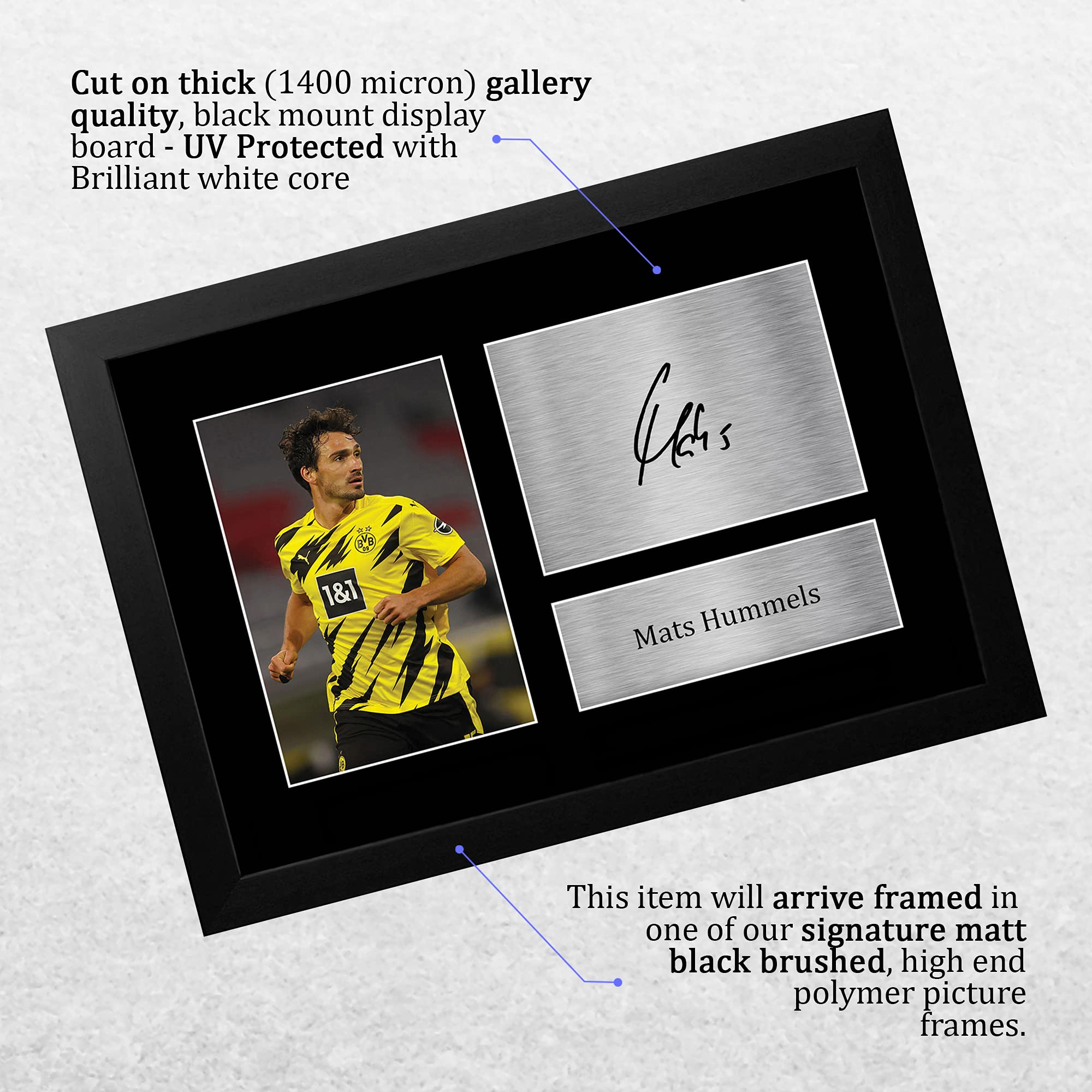 HWC Trading FR A4 Mats Hummels Borussia Dortmund Gifts Printed Signed Autograph Picture for Football Fans and Supporters - A4 Framed - Image 3