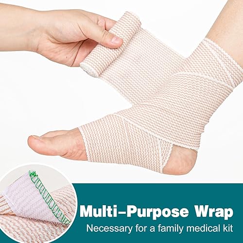 Miniatura 4 de AZEN 4 in Premium 6 Pack Elastic Bandage Wrap, Lymphedema Wraps for Legs, Ankle, Knee, Tummy, Body Wrap, Compression Leg Wraps, Latex-Free