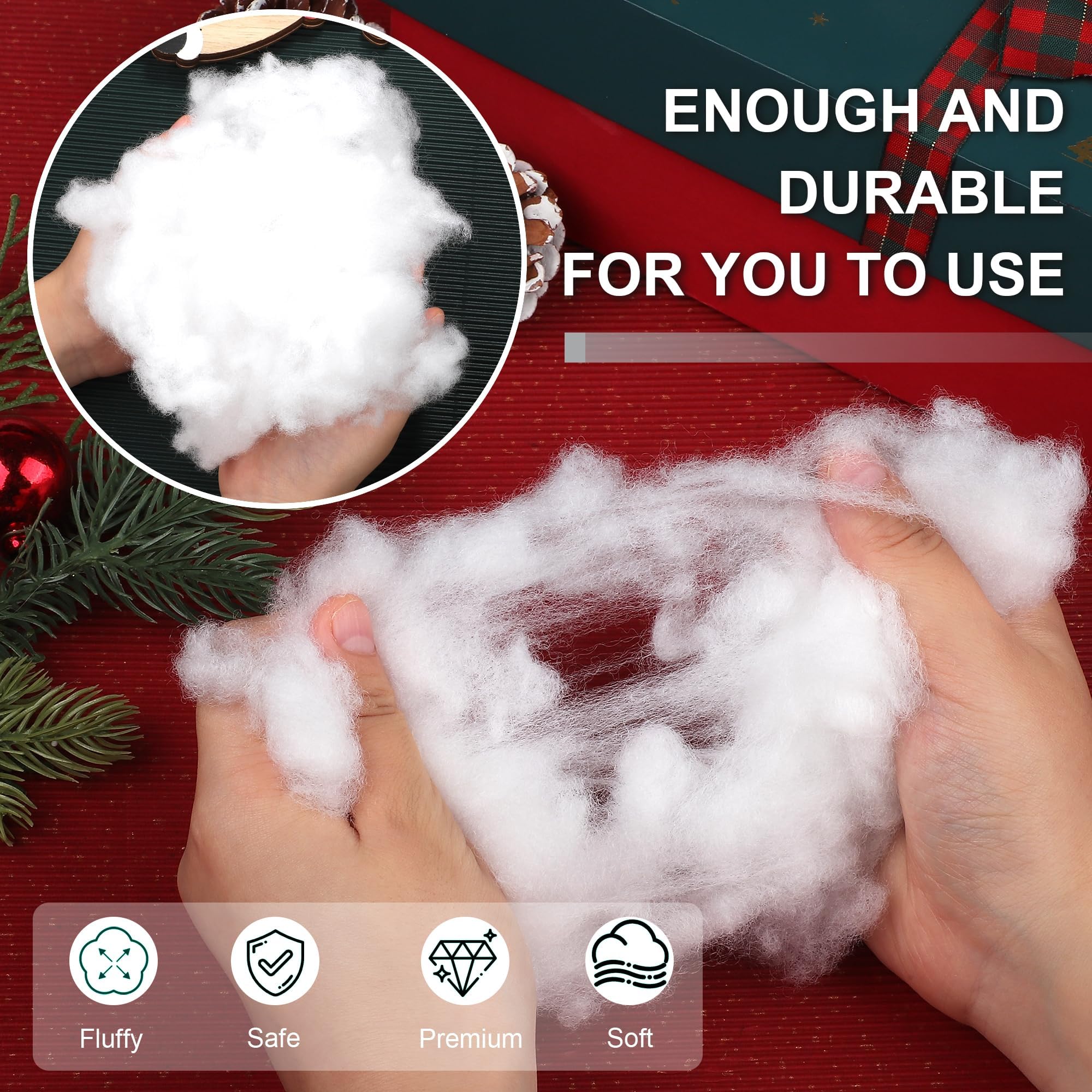 Aodaer Christmas Fake Snow Decor 1000g Artificial Snow Decorations Fluffy Soft Cotton Fake Snow Indoor Fiber Snow for Christmas Tree Holiday Table and Winter Mantle Village Display Outside - Image 3