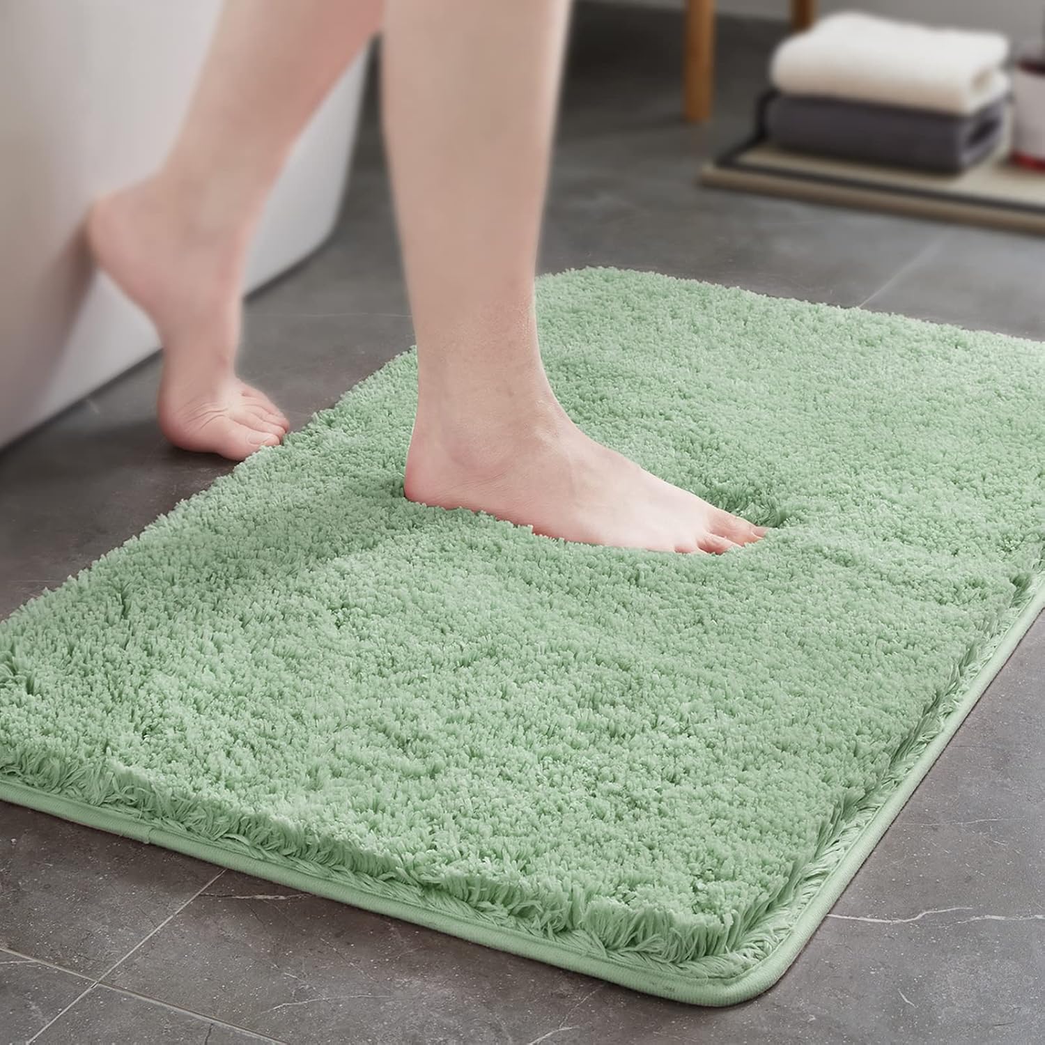 TECHMILLY Luxury Fluffy Bathroom Rugs, NonSlip Soft