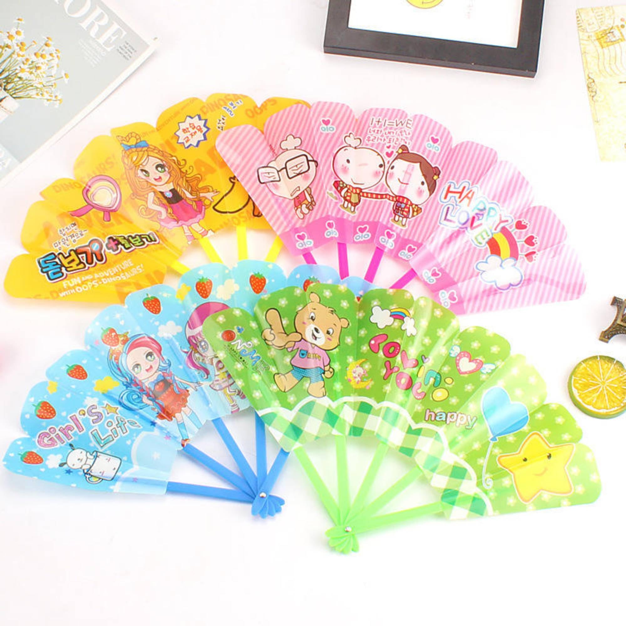 SHAKTISM Kids Folding Hand Fan Cartoon Design | Colorful Portable Plastic Hand Fan for Children | Summer Cooling Toy Fan for Boys & Girls | Lightweight & Durable (Random Designs, 12Pc) 4