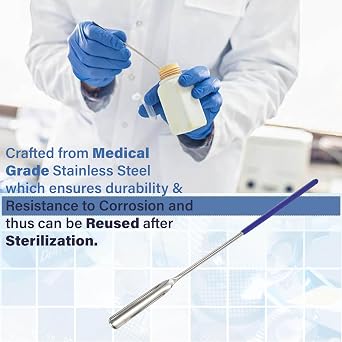 A2Z Micro Lab Scoop, Stainless Steel Long Handle Sampling Scoop with Comfort Grip, Lab Measuring Mixing Filling Scoop for Powders Gel Cap Filler -Essential Labware Supplies - 9 Length