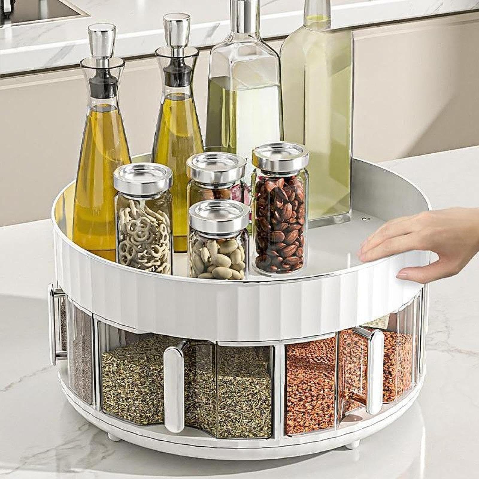 Étagère à épices Rotative Double pour Placard et Rangement Ménager.
