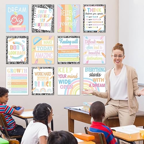 Miniatura 5 de 12 pósteres motivacionales para el aula, mentalidad de crecimiento, arte de pared educativo para profesores, decoración de tablero de anuncios