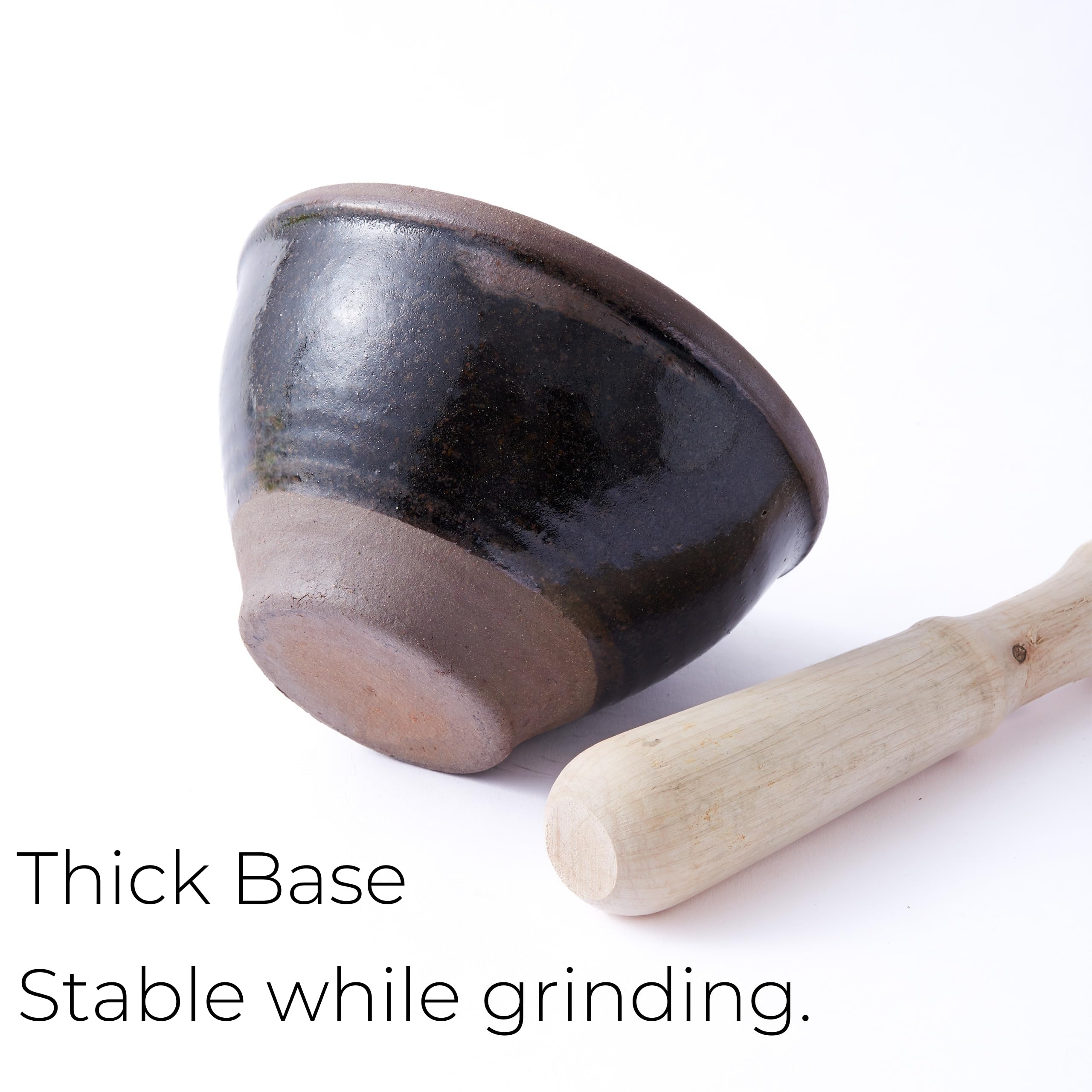 Thai Mörser und Stößel Set, Tonschale mit Holzstößel