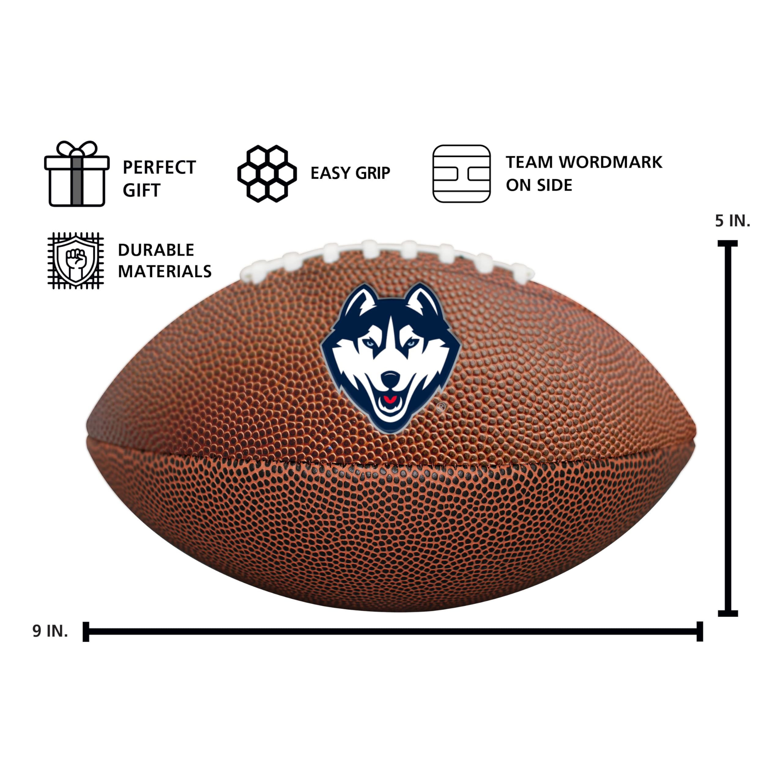 Logo Brands Mini Comp Fb, UConn-Pallone da Calcio in Materiale Composito Ragazzi, Marrone
