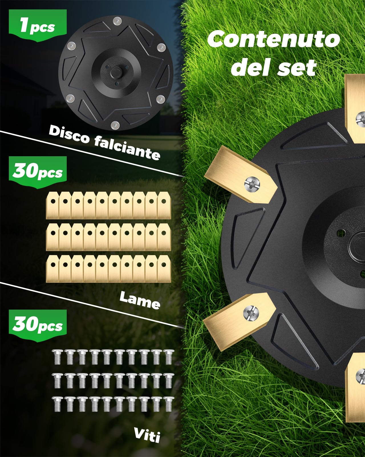 Yivy 6er Kit Lame per Robot Tagliaerba + 30 Lame, Compatibile con Segway Navimow H500E, H800E, H1500E, H3000E - Disco di Taglio per Robot Tosaerba Rotante