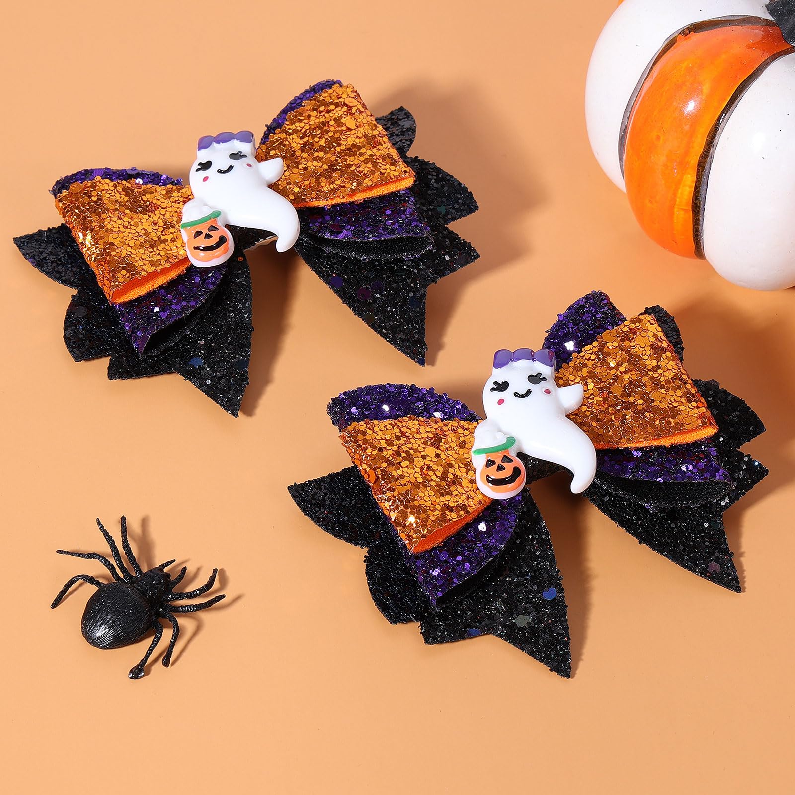 Glitter Halloween Ghost Hair Clips - 2 Pack -2 Glitter Halloween Ghost Hair Clips - 2 Pack -2