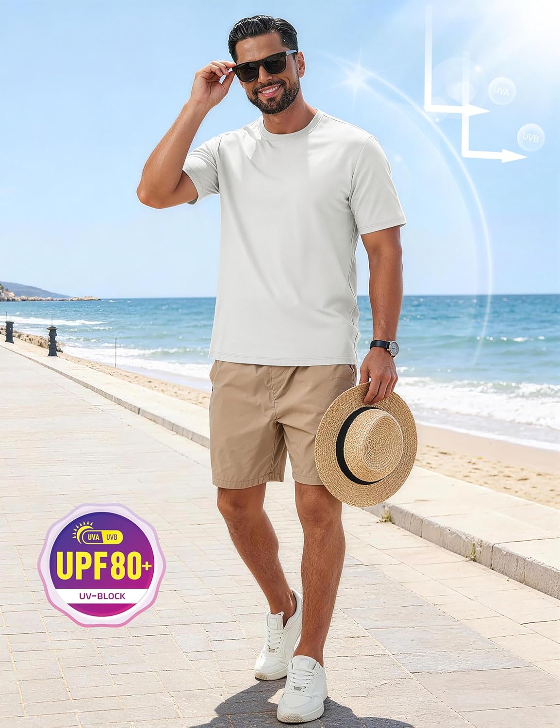 TACVASEN Men's T-Shirts Short Sleeve UPF 80+ Moisture Wicking Sun Protection Shirts Casual Crewneck Lightweight Classic Tee - Image 4