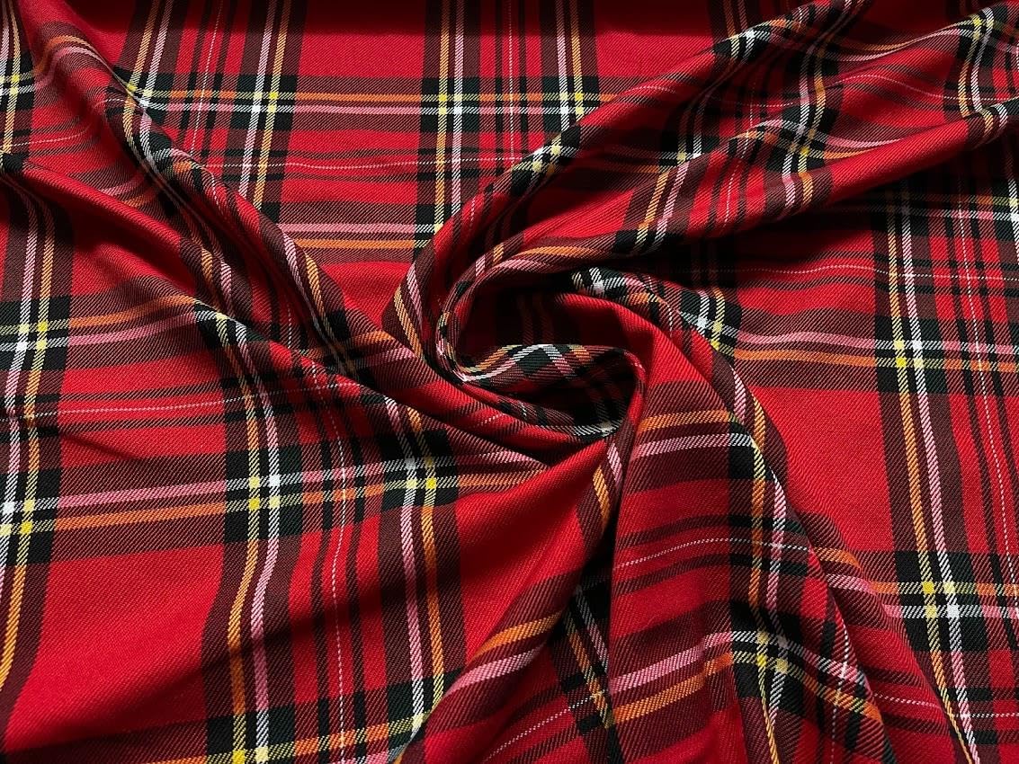 Scottish Tartan Check Fabric Material Design 4 Large Royal Stewart 1MTR