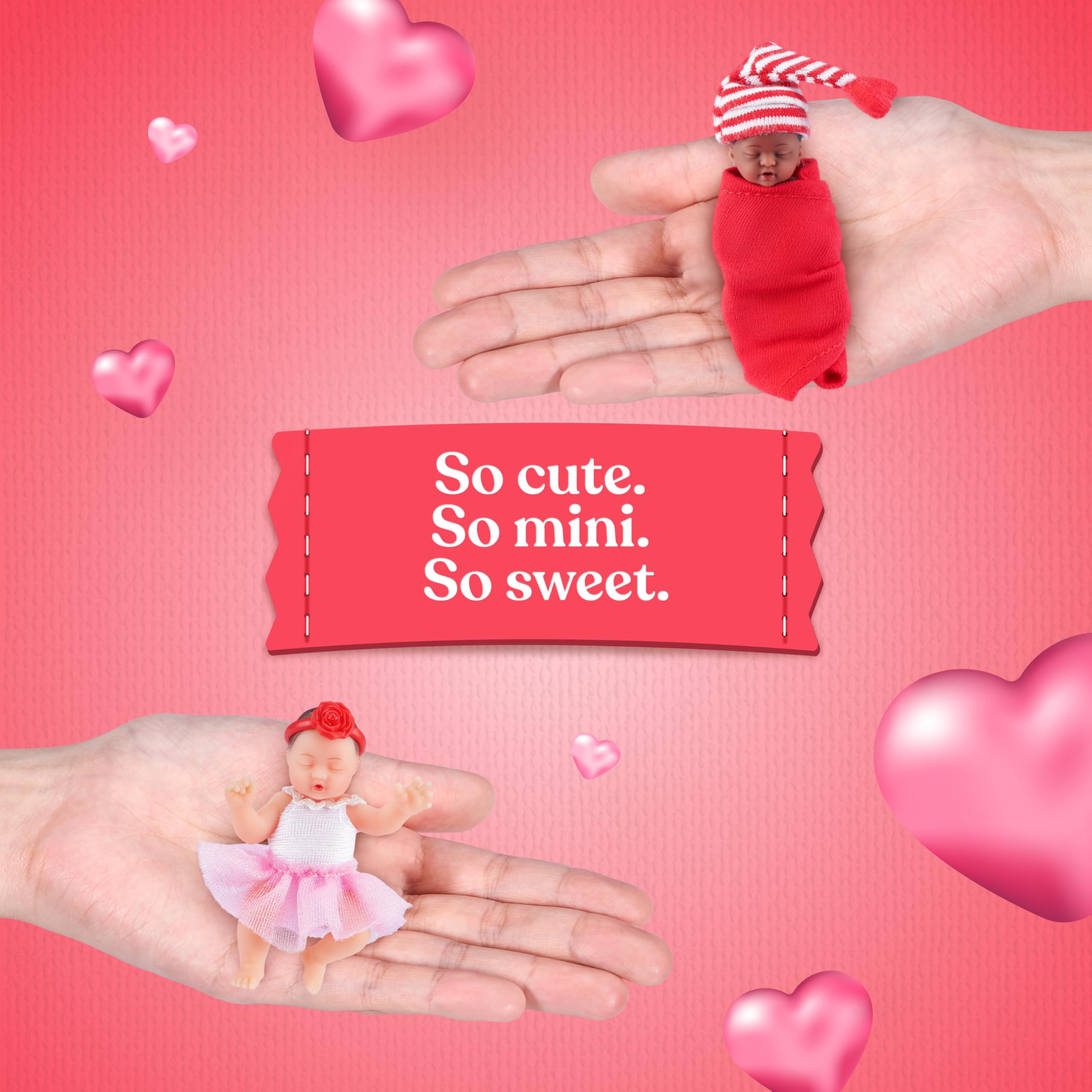My Mini Baby Sweet Hearts Serie 1 2 Pack de ZURU – Cápsula Sorpresa Coleccionable con Muñeca Bebé, Accesorios y Set de Juego, Juguete Miniatura Realista para Niñas de 3+ Años