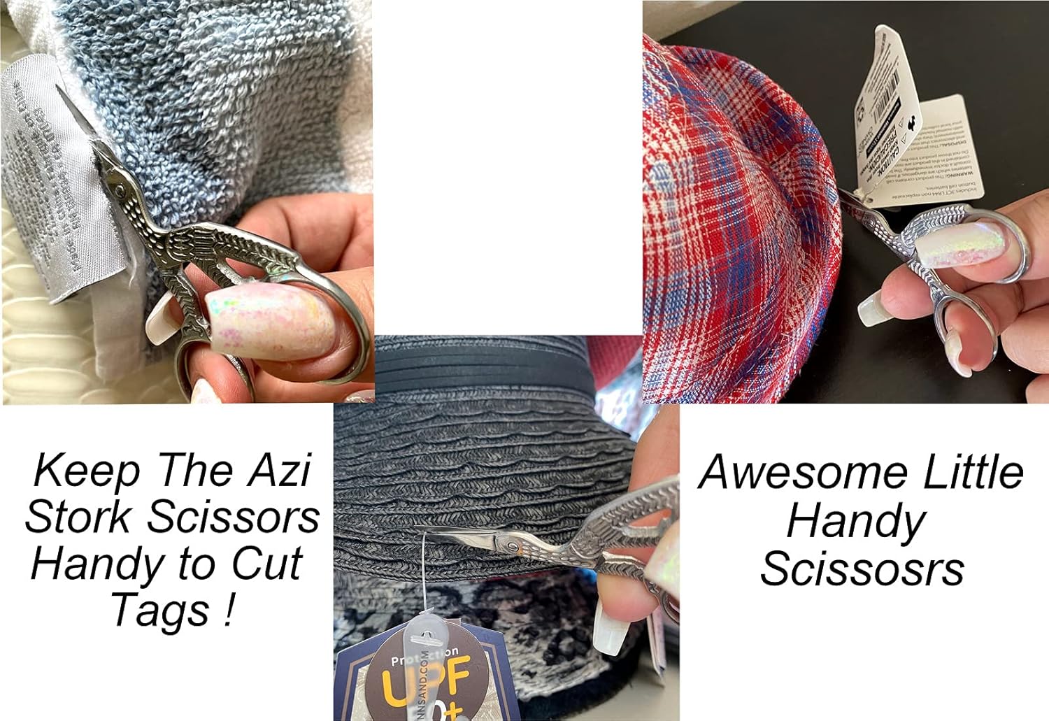 10 Stainless Steel Professional Embroidery Scissors - Sharp Stork Shears for Sewing, Crafting, Needlework, DIY - Multipurpose Dressmaker Eyebrow Trim Small 3.6" Crane Scissors