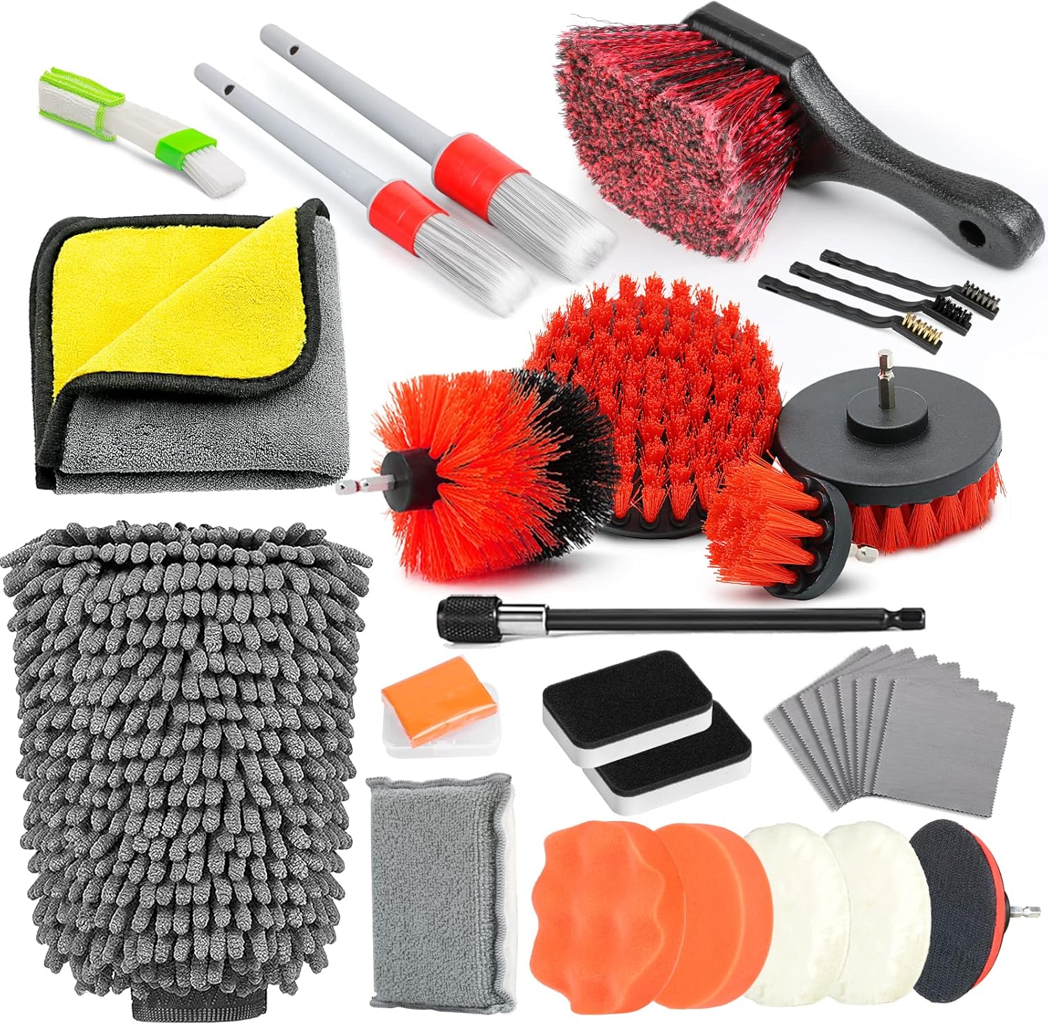 ALL4DETAIL 31Pcs Car Detailing Brush Set, Car Cleaning Kit