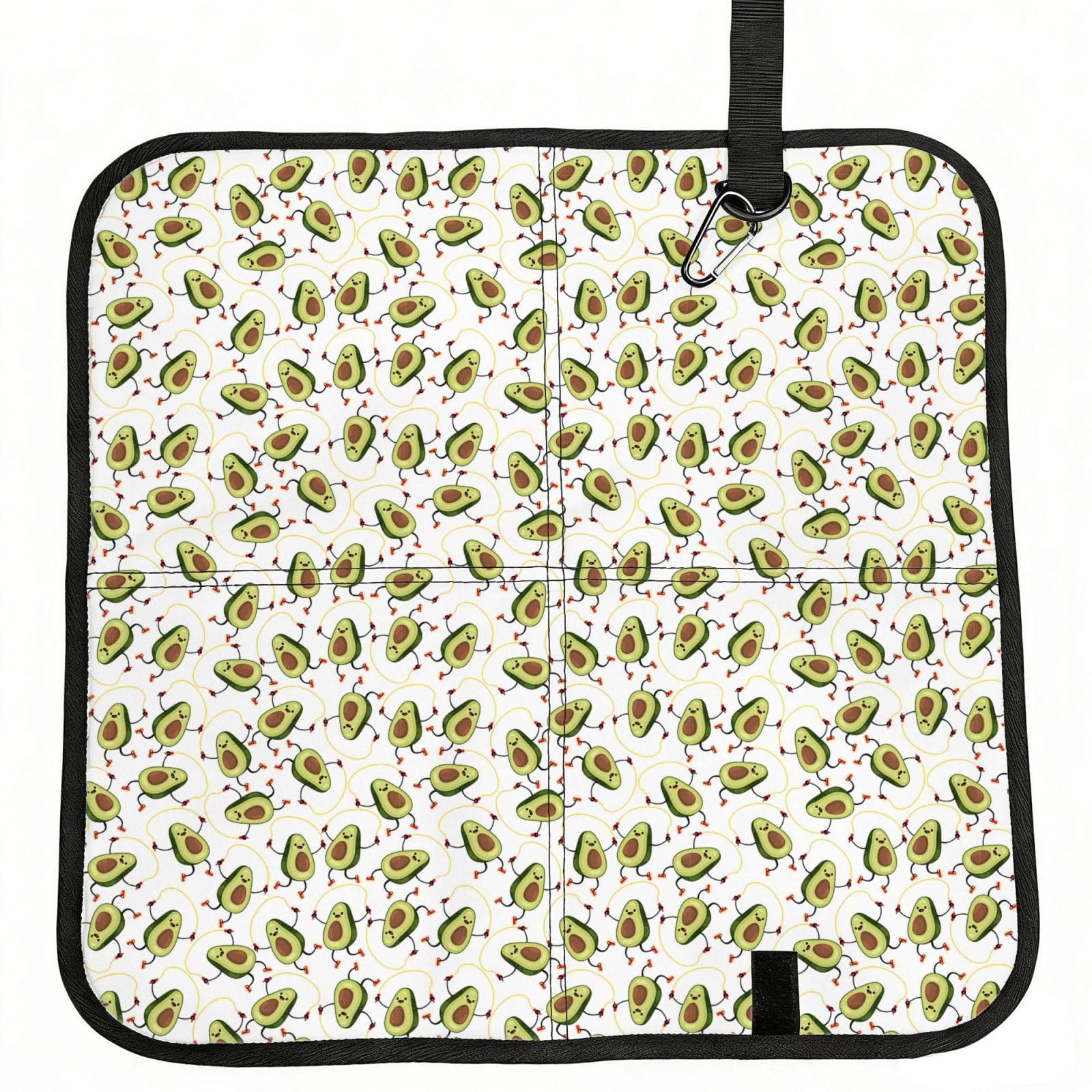 SDEGTHO Funny Cartoon Avocados Printed Foldable Seat Pad with Closure, Lightweight Cushion for Airplane Travel Camping
