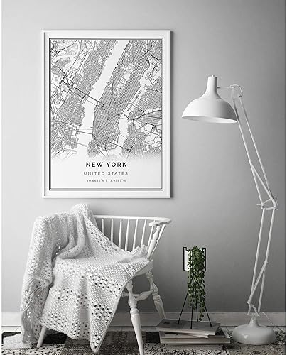 Miniatura 4 de Impresión de póster de mapa de Nueva York  Arte de pared moderno en blanco y negro  Decoración escandinava para el hogar  Obra de arte de