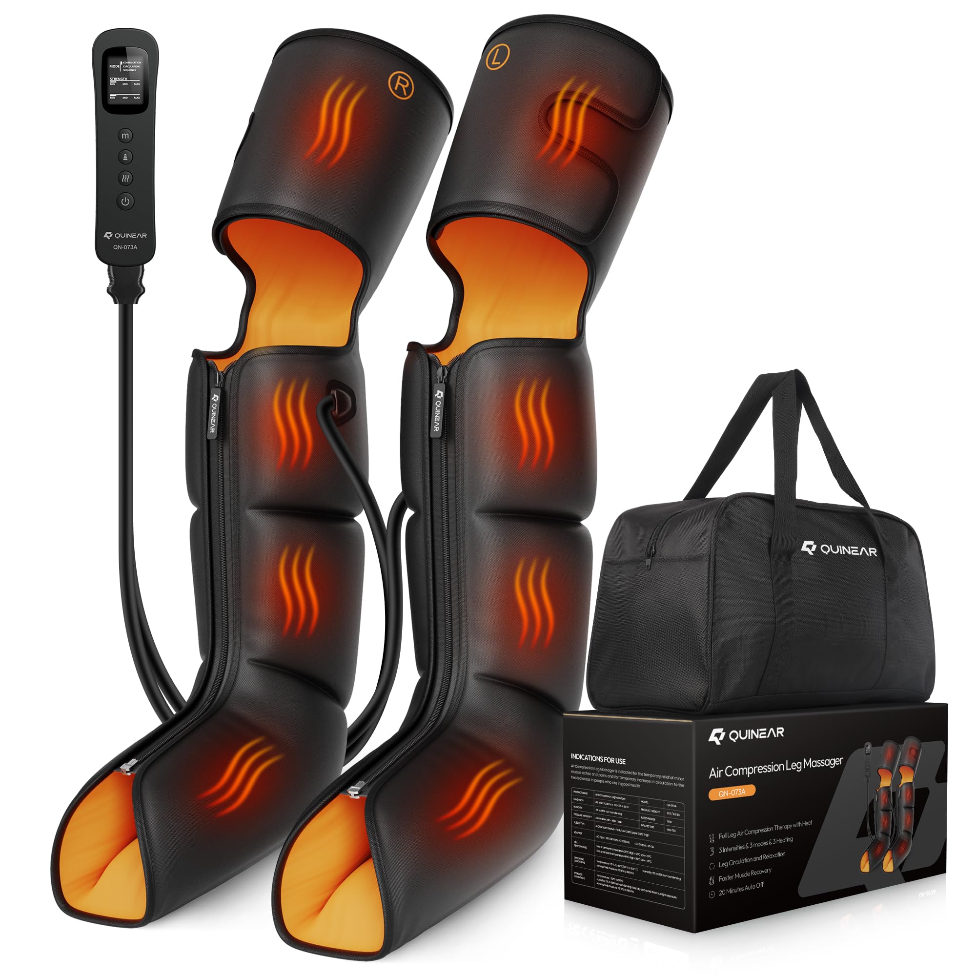 QUINEAR 3-in-1 Leg Compressin Massager with Heat for Pain Relief FSA-HSA