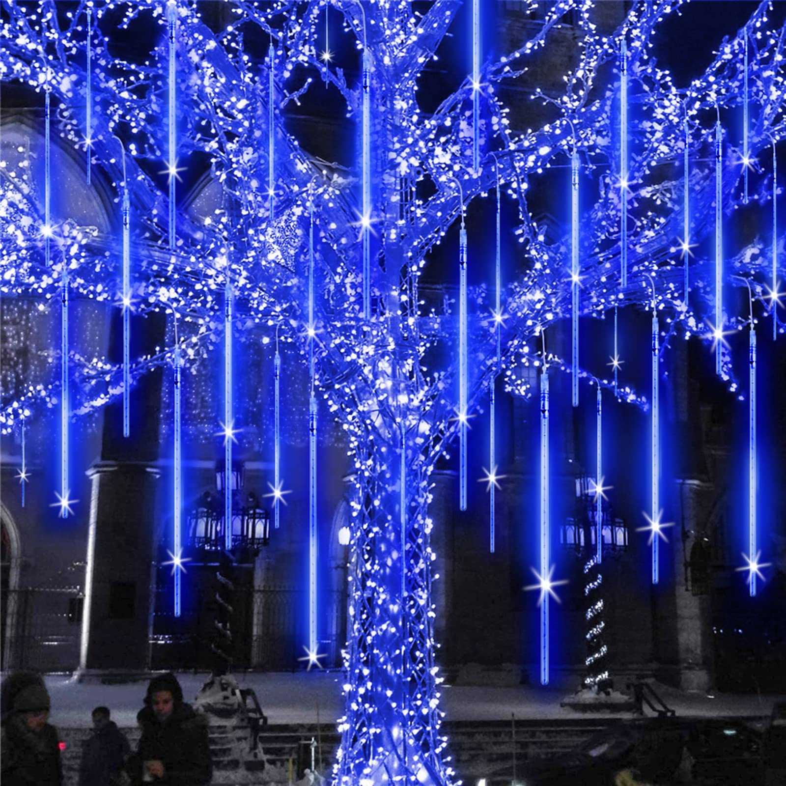 similar Lights Outdoor, Meteor Shower Lights 20 Inch 20 Tube Falling Rain Lights Snow Falling Icicle Cascading Lights for Xmas Tree Halloween Decoration Wedding Party,Blue