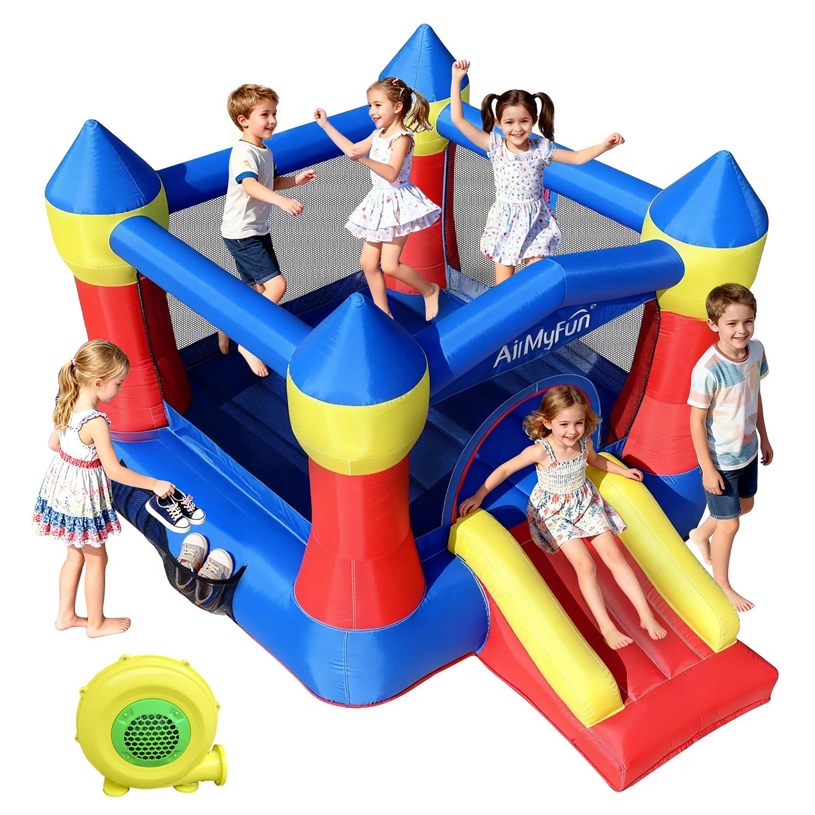 AirMyFun Toddler Bounce House with Blower for Kids 3-8, Inflatable Bouncy Jumping Castle with Slide, Indoor/Outdoor Jump Bouncer House, 82011A