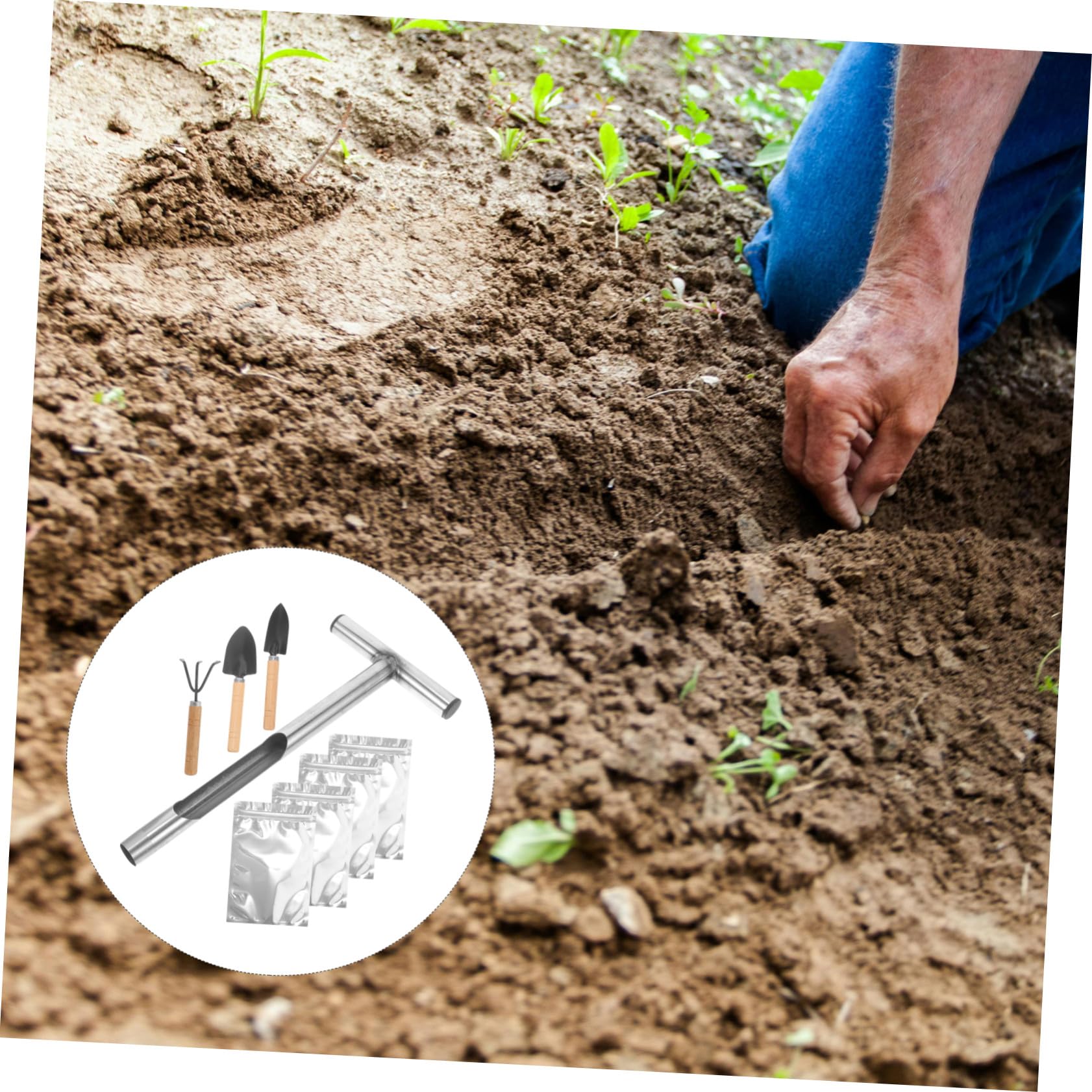 INOOMP Bodenprobenahmewerkzeug Robuster T-Griff aus Edelstahl und Einfachem Reinigungssystem mit Scharfem Probenahmekopf für Garten und Bodenanalyse
