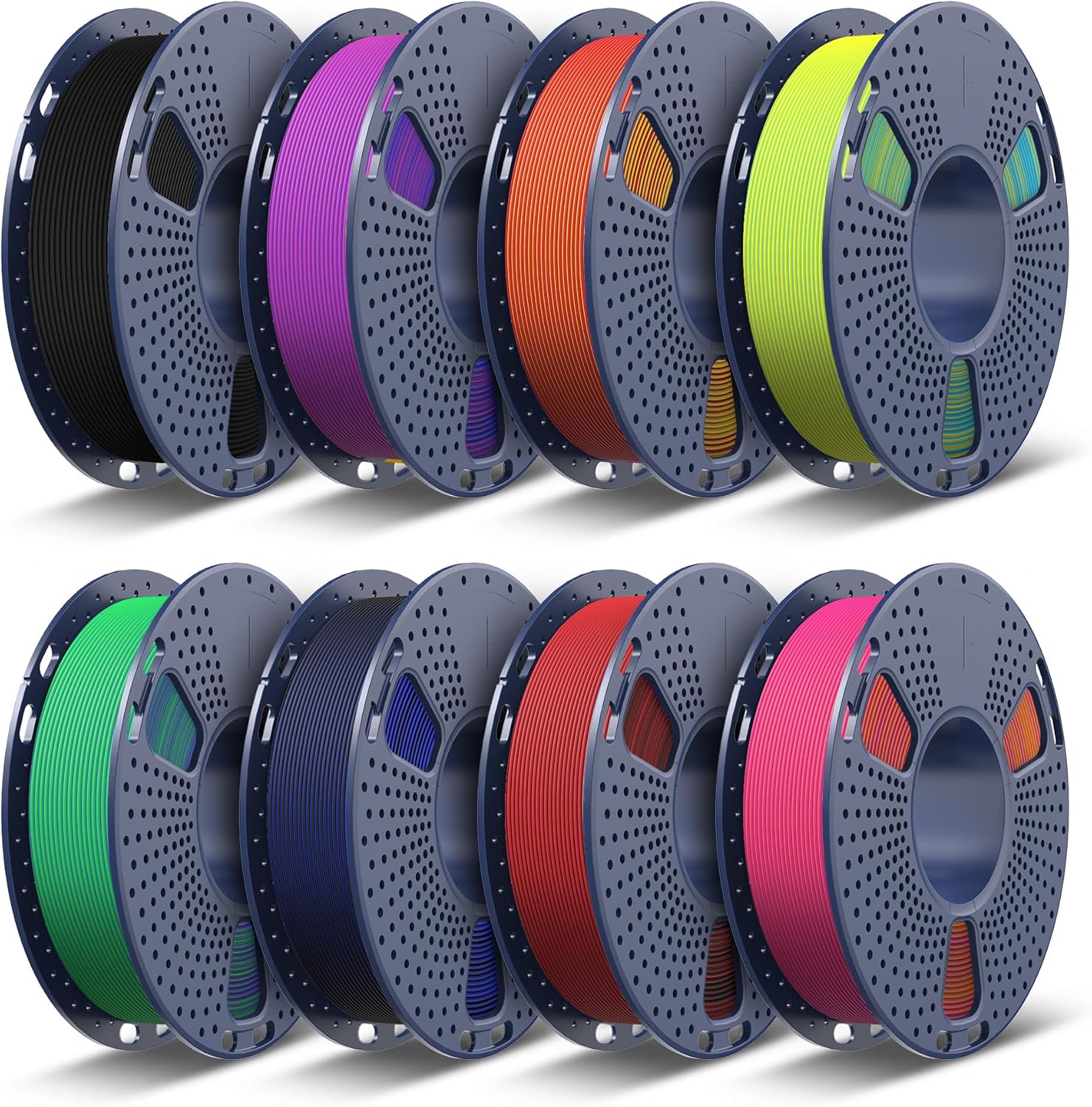 TECBEARS Dual Color PLA Filament Bundle, Matte PLA 3D Printer Filament Bundle, Dimensional Accuracy +/- 0.02 mm, 250g Spool, 8 Rolls, 2kg in Total
