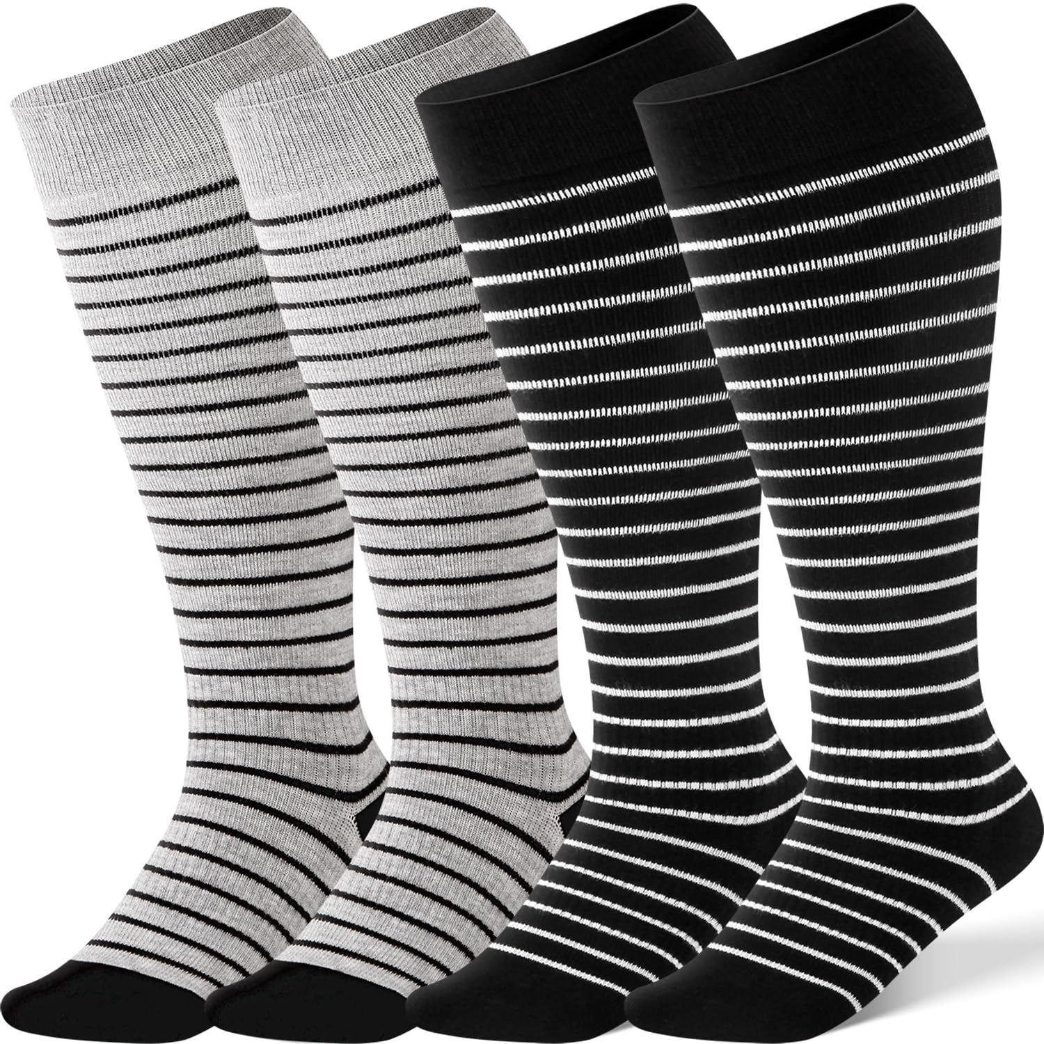 likawen 2 Pairs Bamboo Plus Size Compression Socks Wide Calf for Women and Men 15-20 mmHg Knee High Support Stockings for Circulation-picture-20