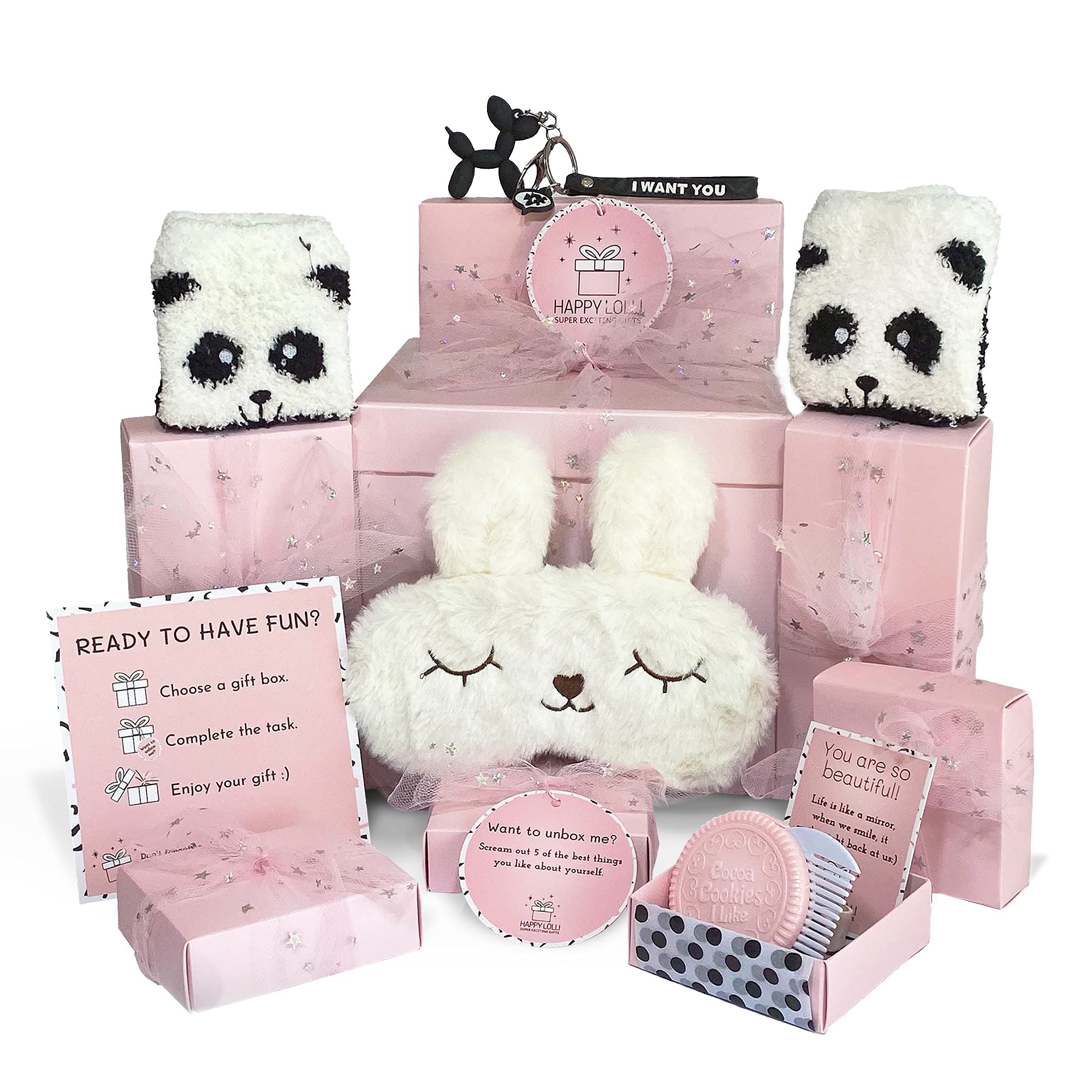 Happy Lolli Birthday Gift for Girls 8 Individually Wrapped Gifts in 1 with 8 Tasks to Motivate & Empower Girls - Ages 7-13