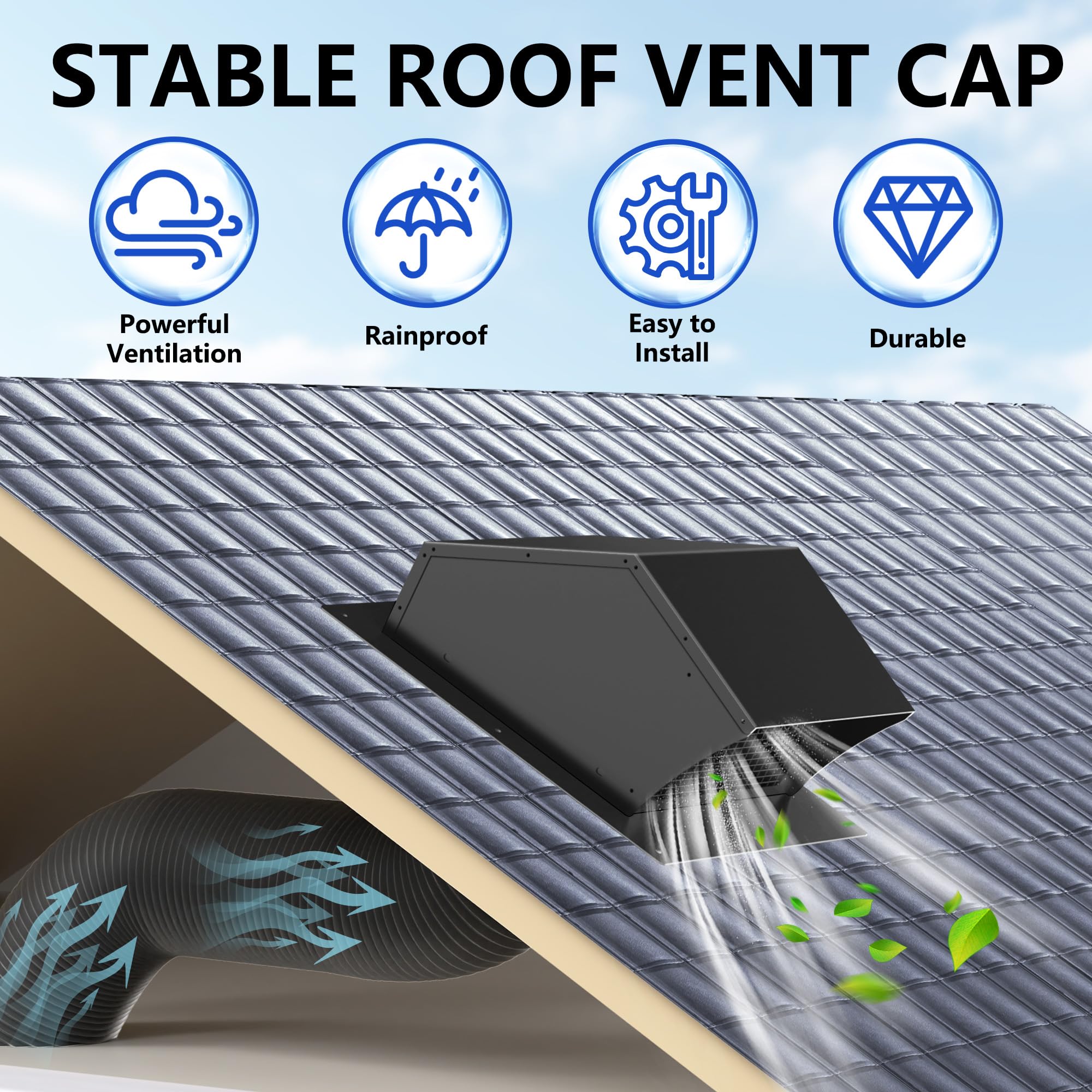 Snapklik.com : Roof Vent Cap 10 Inch Removable Roof Vent Dryer Vent Cap ...