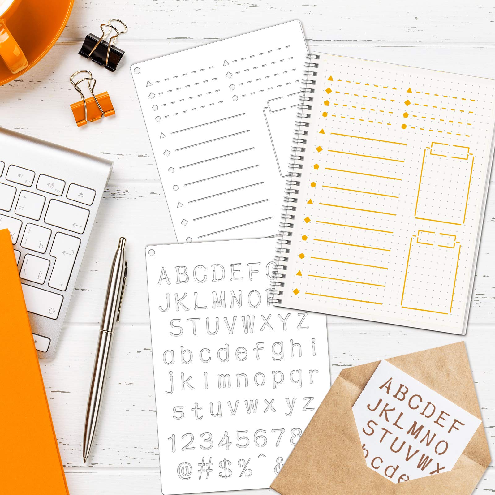 Zonon 16 Pcs Journal Stencil Plastic Planner Bullet Ultimate Productivity Speedy Spread Journal Stencils Back to School Supplies for DIY Notebook Schedule Templates A5 Dotted Calendar Habit Record - Image 7