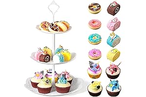 White 3 Tier Cupcake Stand Realistic Fake Cupcake Donuts Toys