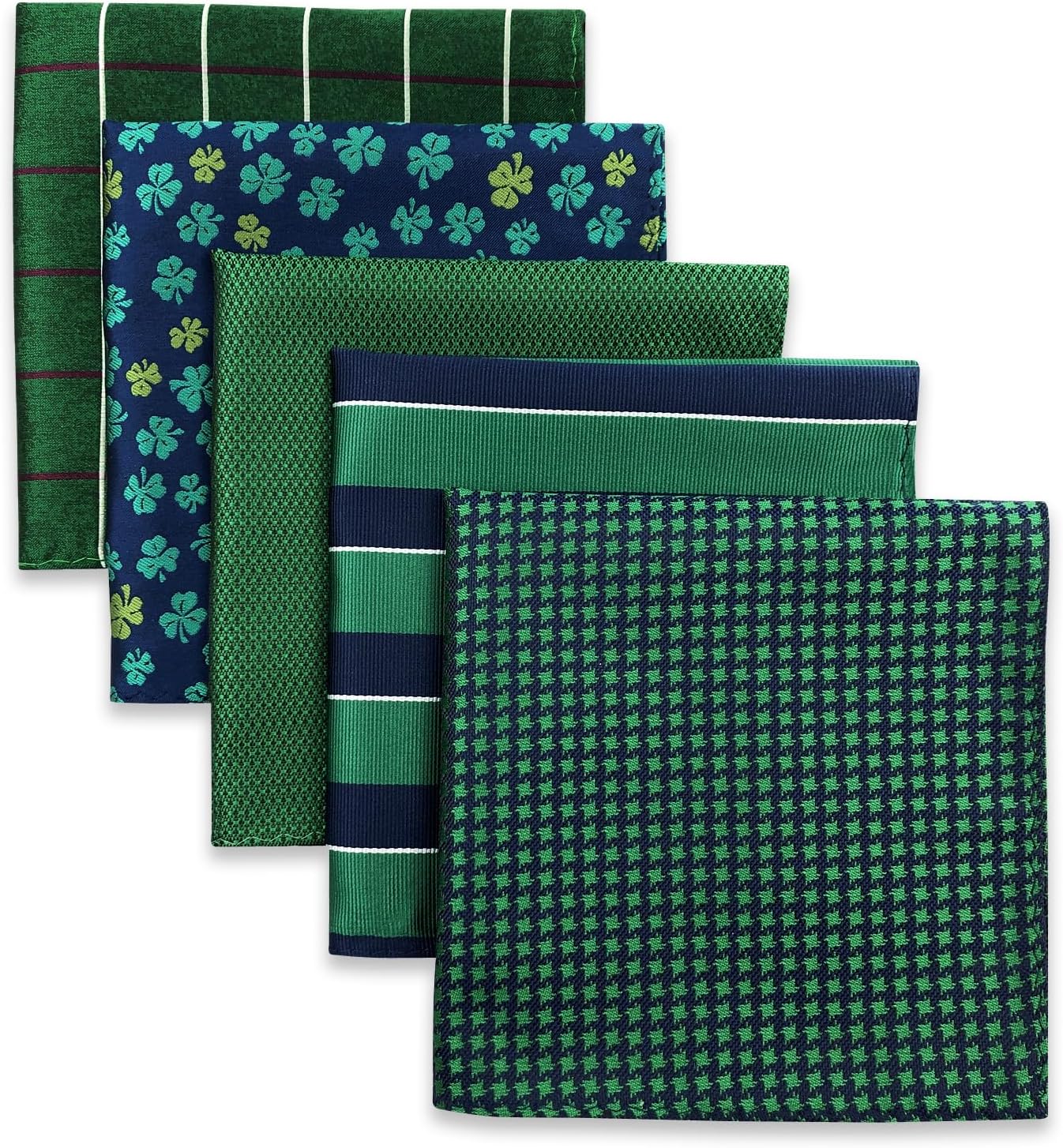 SHLAX&WING 5 Pieces Assorted Mens Silk Pocket Square Set Handkerchiefs