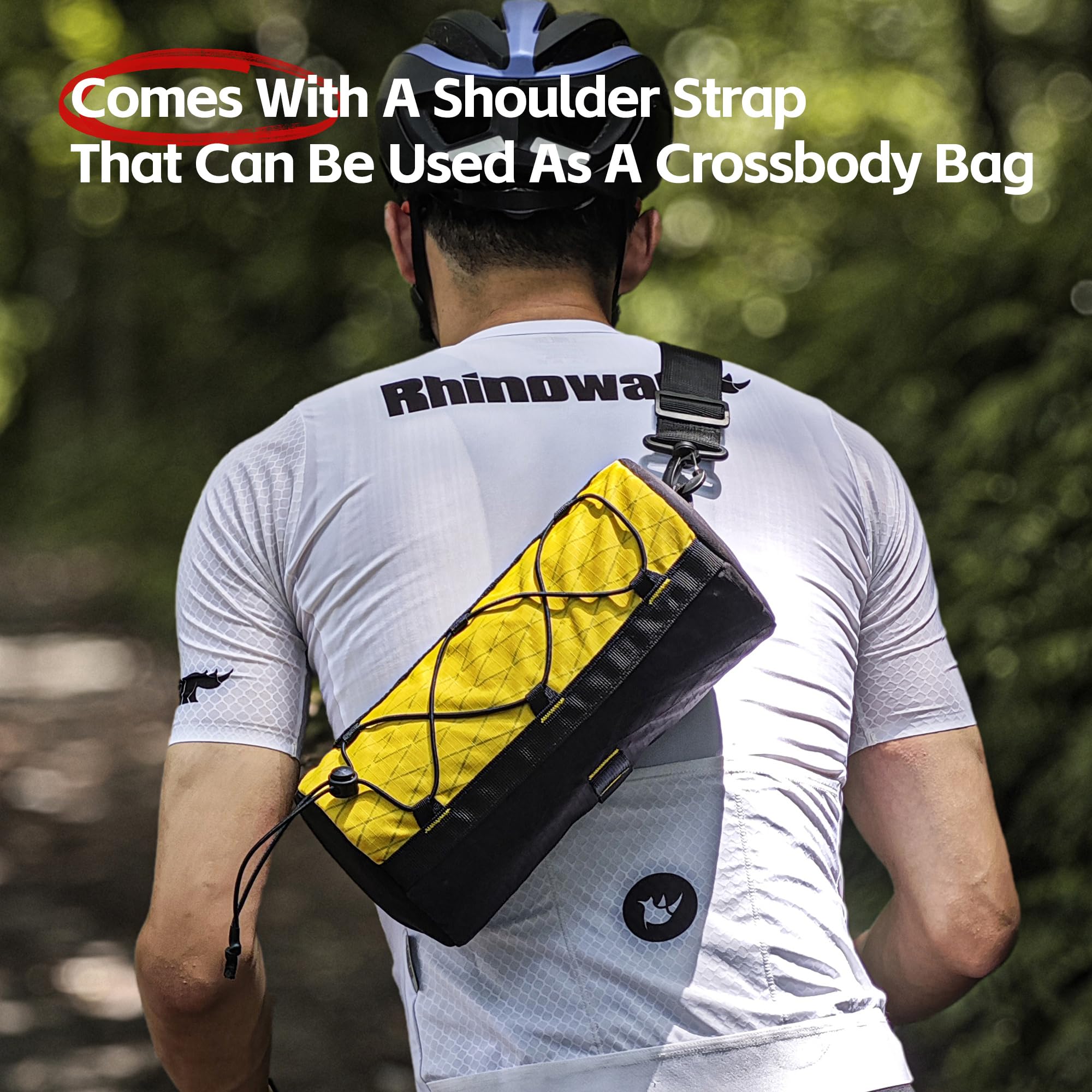 Rhinowalk Sacoche de guidon de vélo 2,8 l – Sacoche de guidon étanche avec structure solide en EVA et bandoulière – pour VTT, vélo de route et vélo de tourisme (jaune)